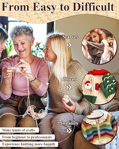 Miniatura 7 de Aelike - Kit de ganchillo para principiantes y niños, kit de ganchillo fácil de aprender a tejer con hilos, ganchos de ganchillo tunecinos,