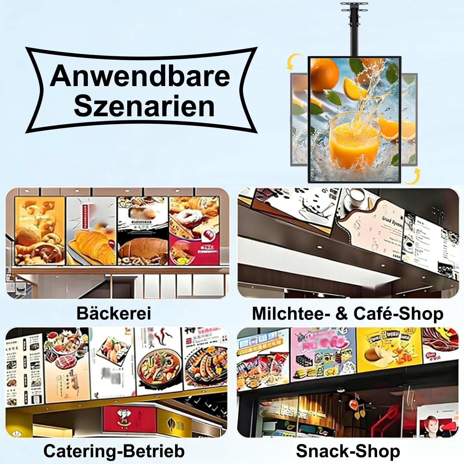 HJZALMI LED Menü Leuchtkasten Mit Teleskopstange, 40x60cm | Led Beleuchteter Plakatrahmen, hinterleuchtete Menütafel, beleuchtetes Vielseitiges Werbedisplay Für Cafés, Getränkeläden