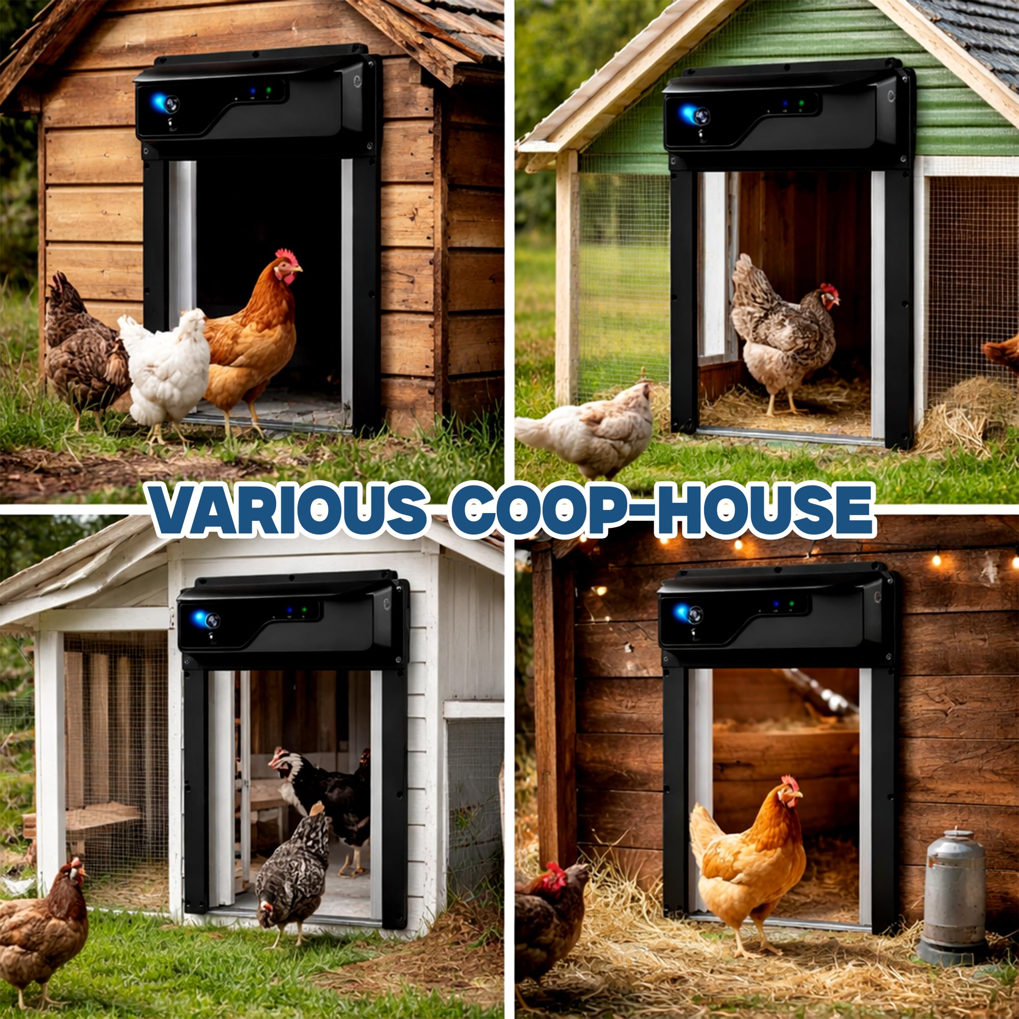 Automatic Solar Chicken Coop Door with Camera 1080P HD, Remote Night Vision Motion Detector Safety Mechanism - 8W Chicken Coop Door Battery Powered 5000 mAh - Predator Protected Automatic Gate Opener