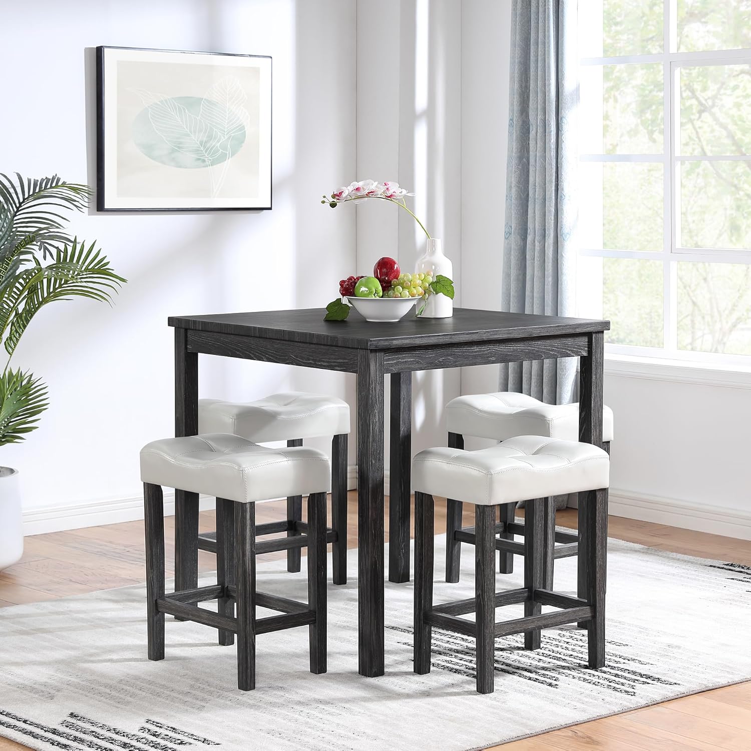 Dining Table, Bar Table and Chairs Set, 5 Piece Dining Table Set, Industrial Breakfast Table Set, for Living Room, Dining Room, Game Room,New SKU W1781140363