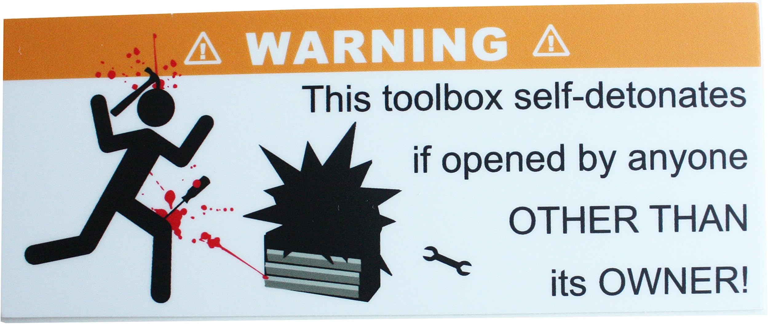 American Redesign Funny Warning Sticker Vinyl Decal This Toolbox Self-Detonates Warning Label