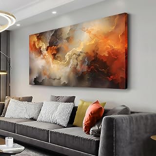 VHMING Abstract Wall Art Home Decor Orange Artwork Wall Art Prints Canvas Painting Wall Decor for Living Room Bedroom Office Decoration 29"x58" - Amazon product rated Grade B