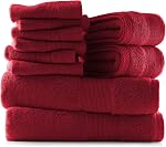 Hearth & Harbor Serviettes de bain pour salle de bains - 100% Anneau Spun coton Luxury serviettes de bain - Ultra Doucement & Ensemble de serviettes de bain très absorbantes 10 - Bourgogne Rouge