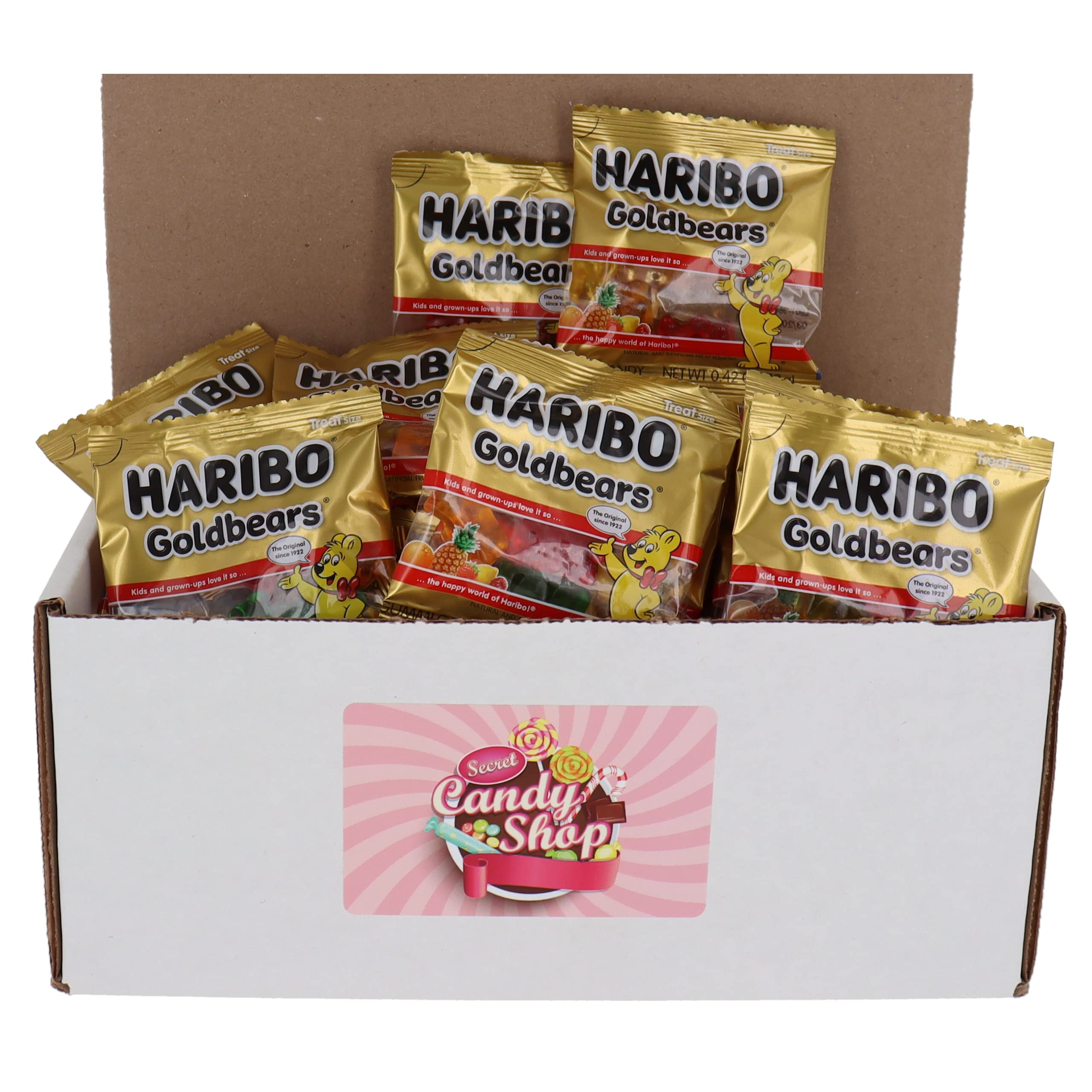 SECRET CANDY SHOPHaribo Gummy Gold Bears Gummi Fun Size Bulk in Box (Pack of 50)