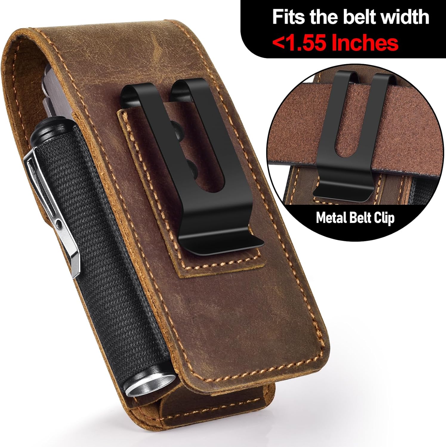 Multitool Sheath Men - Belt Leather Multitool Holster | EDC Belt Organizer for Leatherman, Gerber | Magnetic Closure Multitool Pouch Fits Folding Tool, (Darkbrown) - Image 6