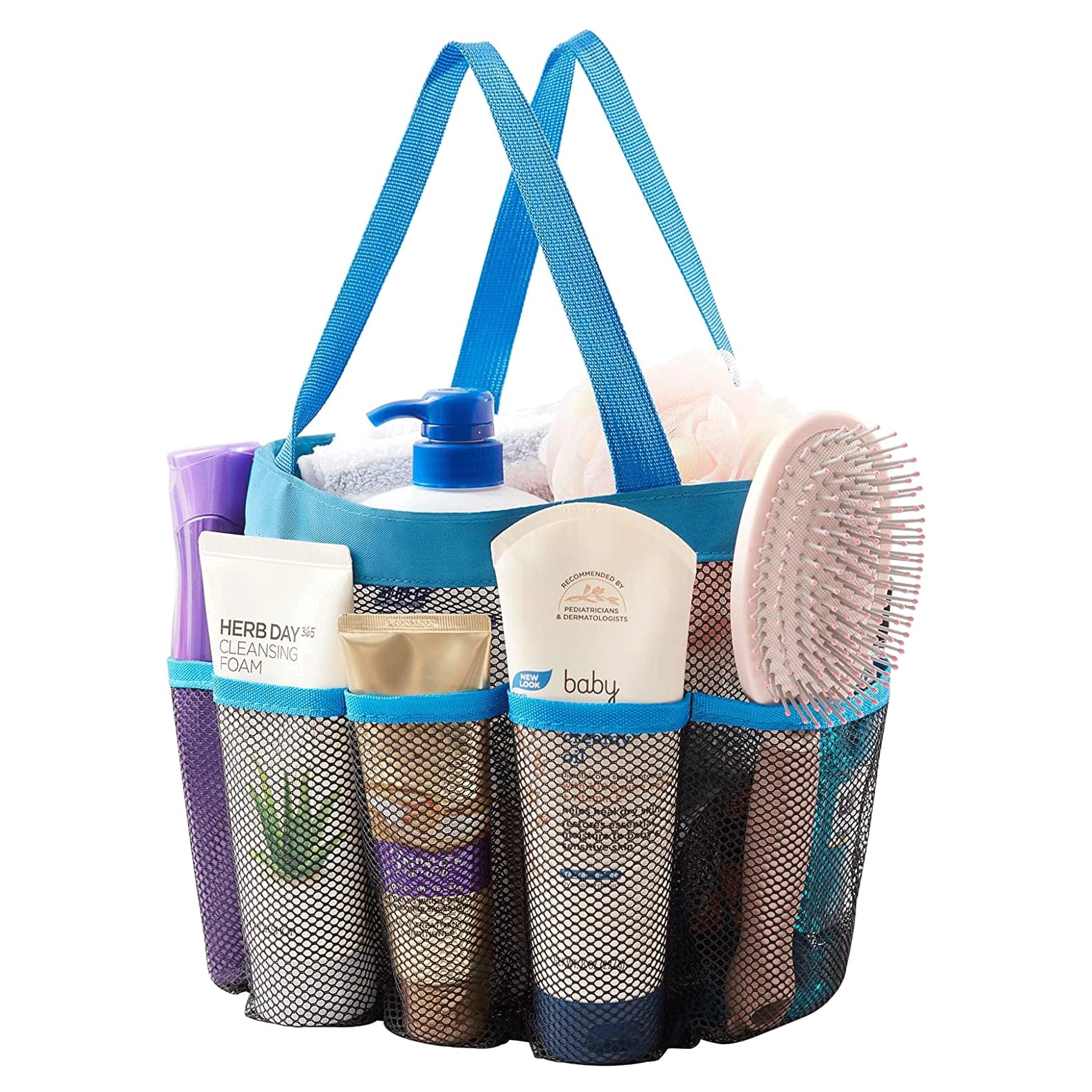 EAUSO Mesh Shower Caddy Portable Shower Tote Bag For College Dorm Bathroom Gym Travel Blue Create A Clean