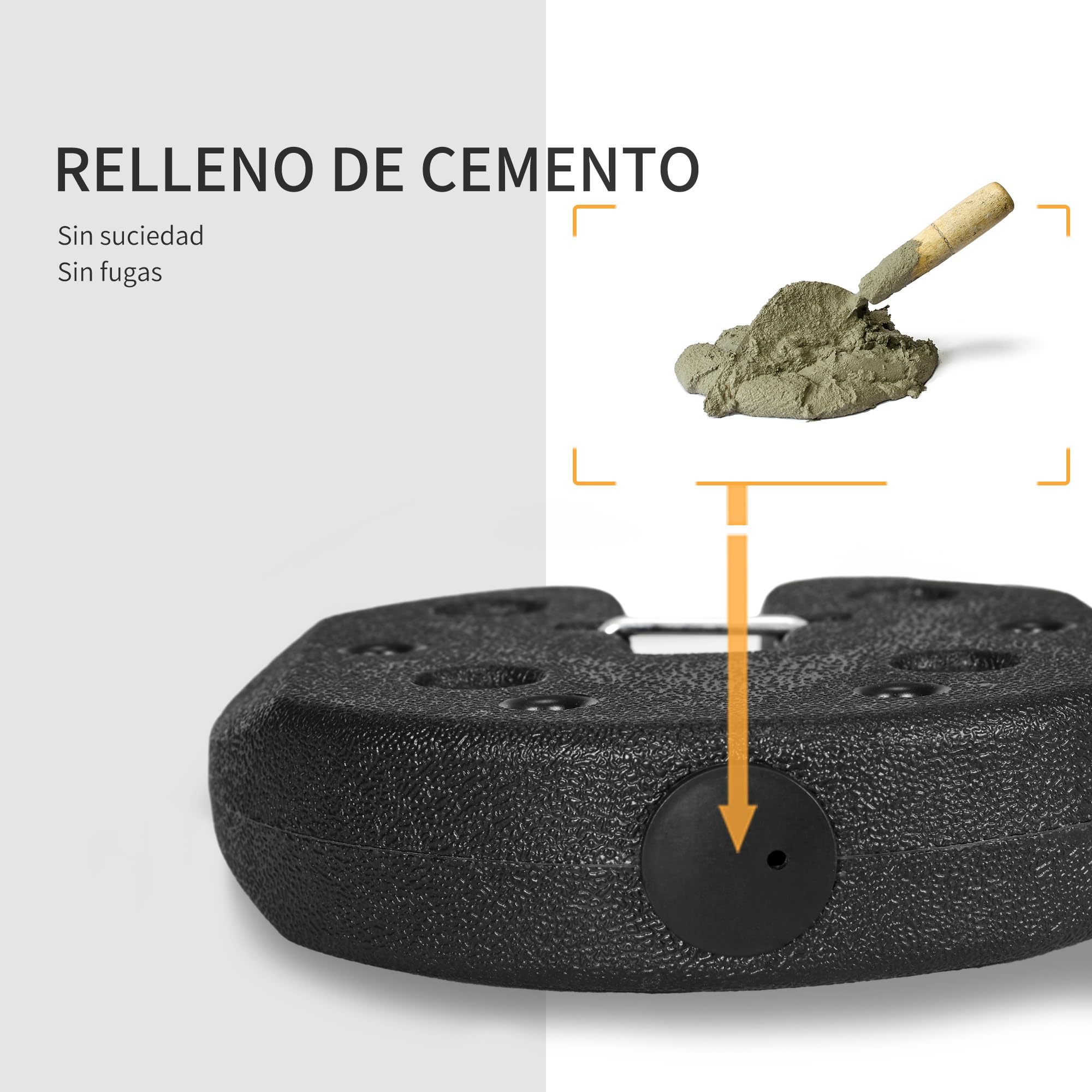 Outsunny Pesos para Carpas Plegables Pack de 4 Bases Ø22x5,5 cm Negro | Pesos para Cenador, Rellenados con Cemento, Bases para Toldo Pérgola