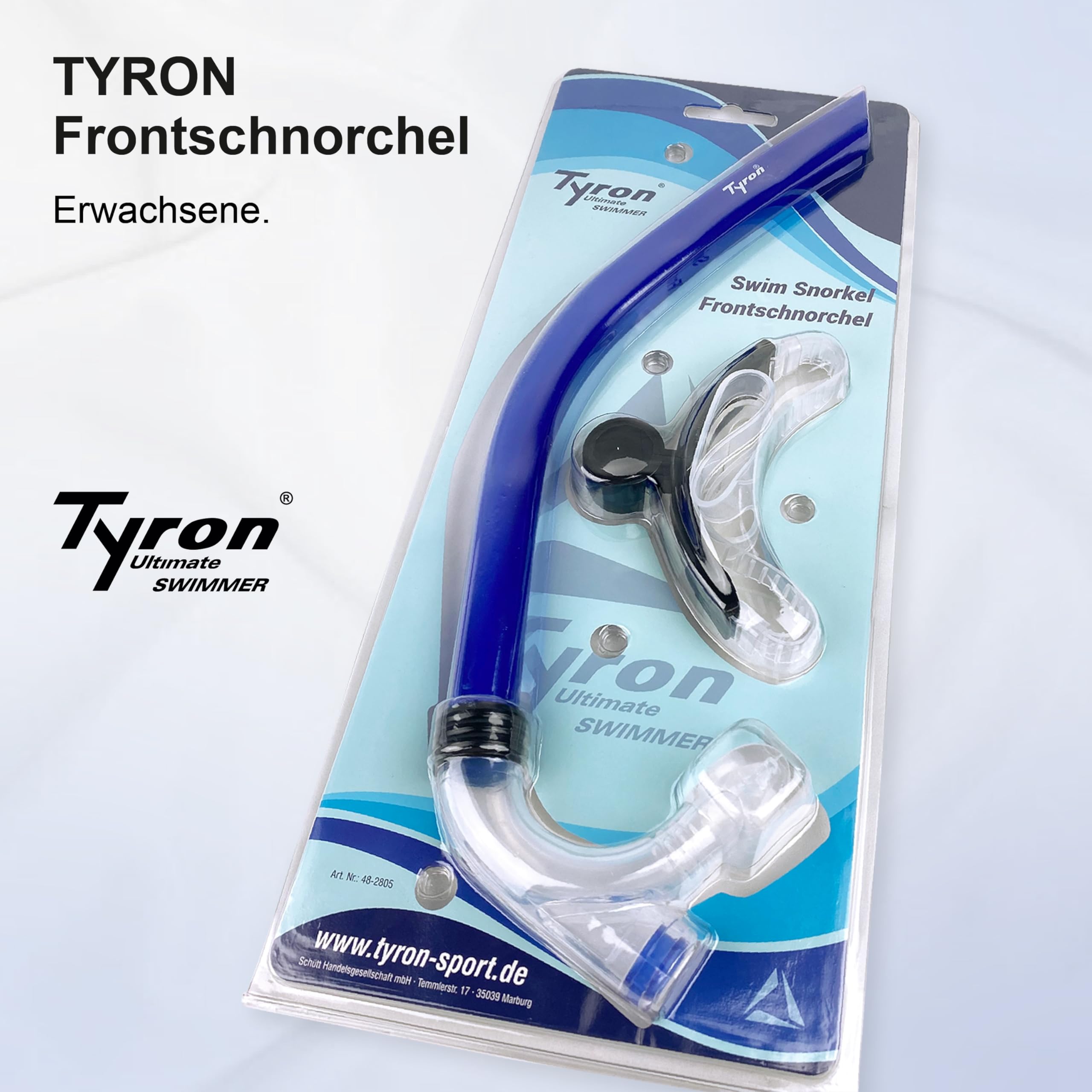 Tyron Esnórquel frontal (azul/blanco) | esnórquel frontal | Snorkel para nadadores | | Ayuda de entrenamiento para el entrenamiento de natación
