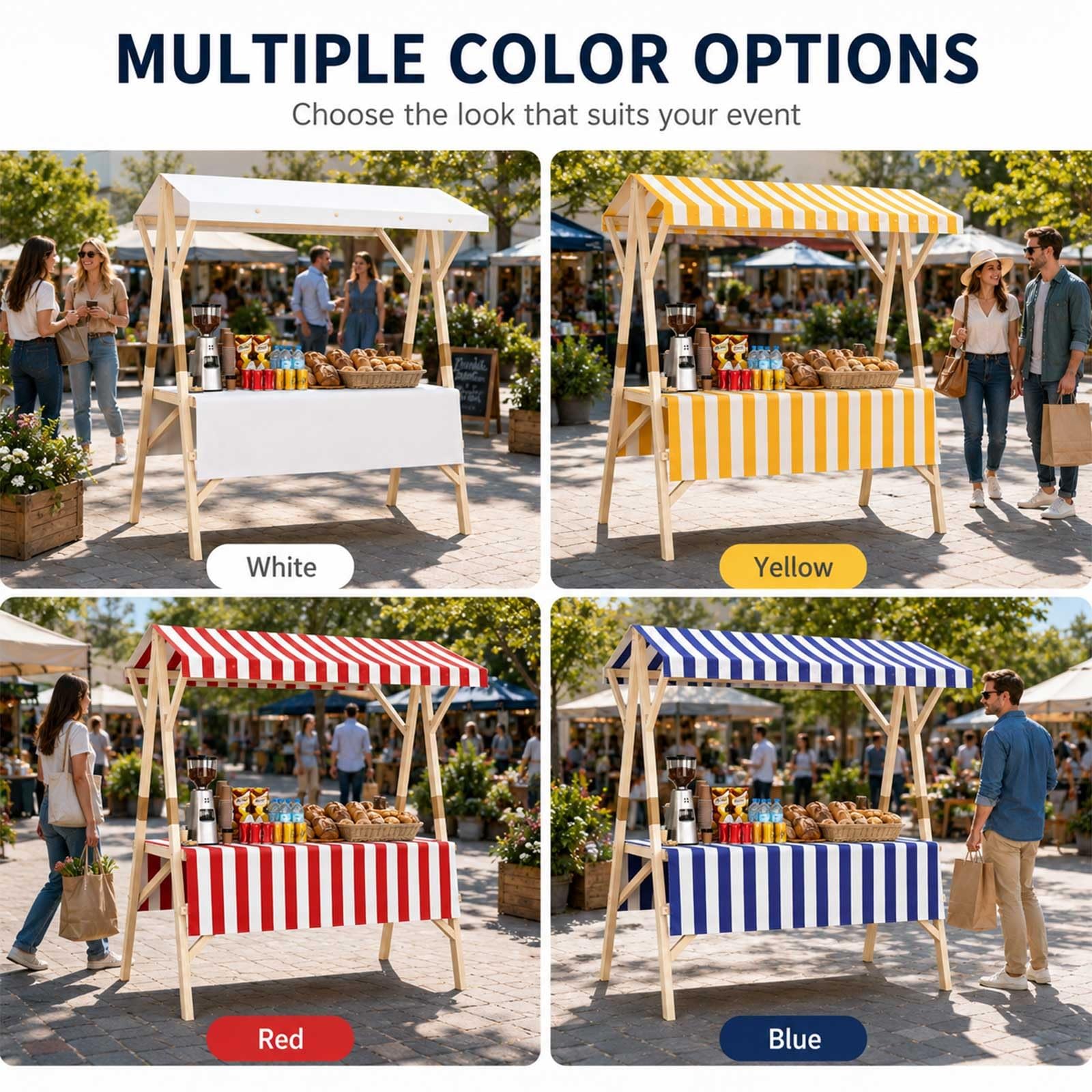 Carrito Portátil para Vendedores Al Aire Libre, Carro Plegable con Toldo para Comida Callejera, Mercados Agrícolas, Ferias, Eventos, Snacks, Expositor Móvil, Venta Ambulante(Pink2,59.1in/150cm)