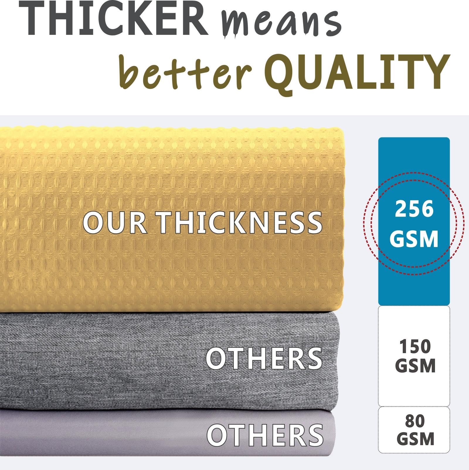 Popkozzi Yellow Gold Long Shower Curtain: 78 Inch Long Waffle Weave Heavy Duty Fabric Shower Curtains for Bathroom - Image 3