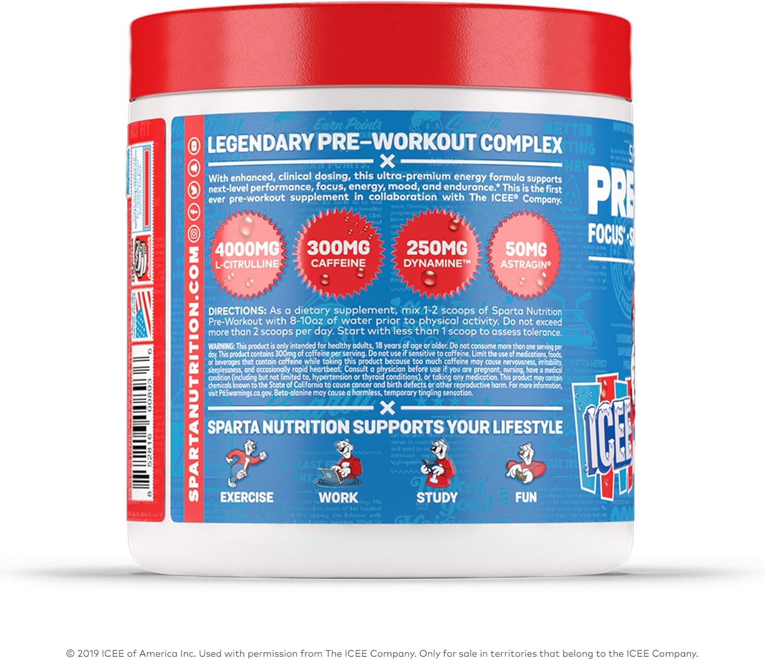 Amazon Com Sparta Nutrition Pre Workout Icee Blue Raz 40 Servings 0 264 Kg Health Household
