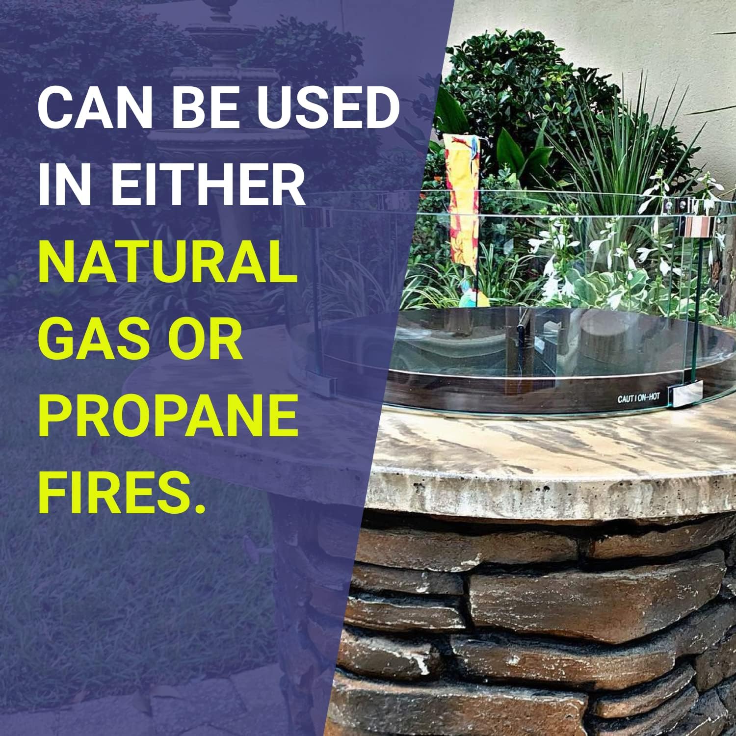 Elegant Round Propane Fire Pit Glass Flame Guard, 23-Inch