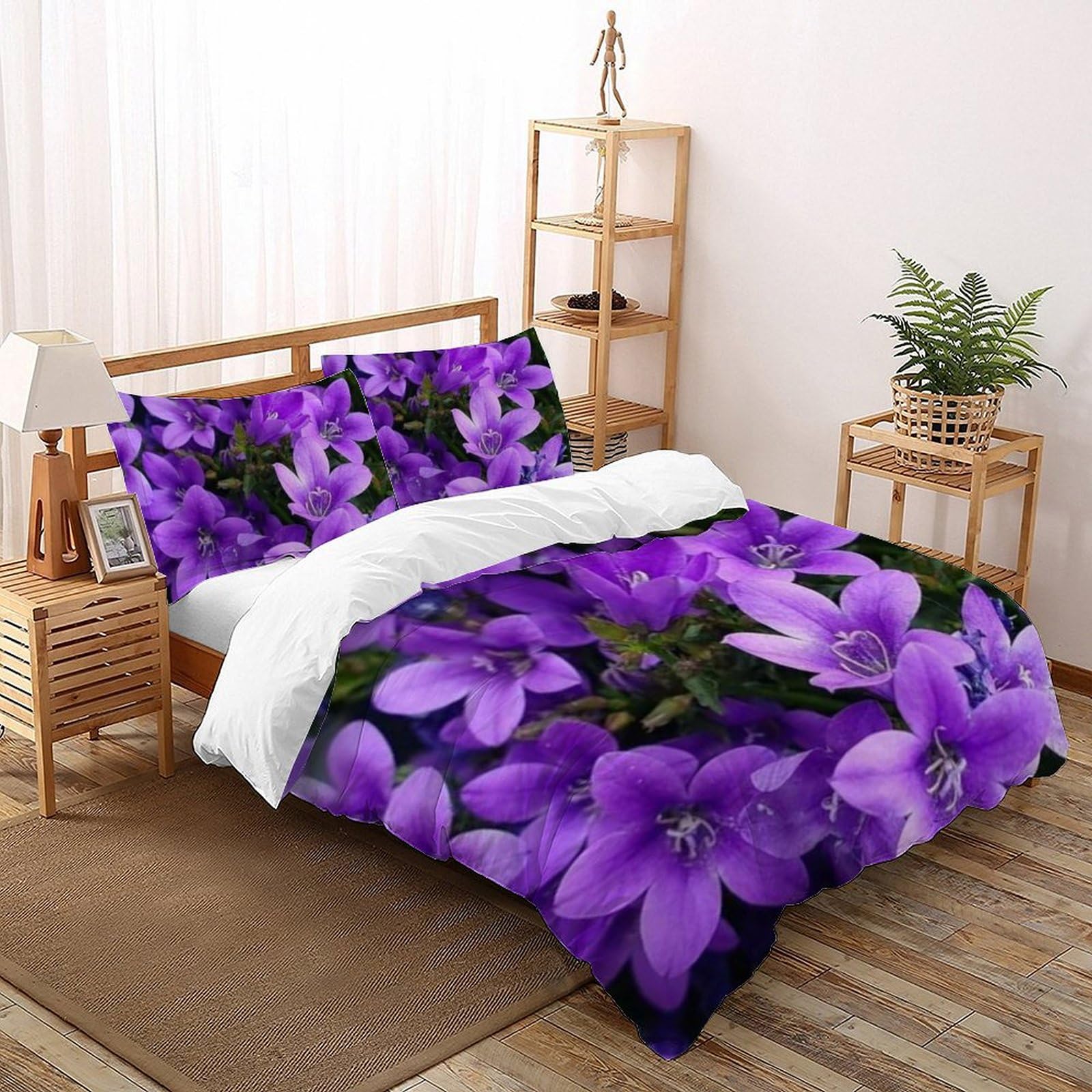 Housse de couette imprimé 3D fleurs plantes avec taies d'oreiller romantiques