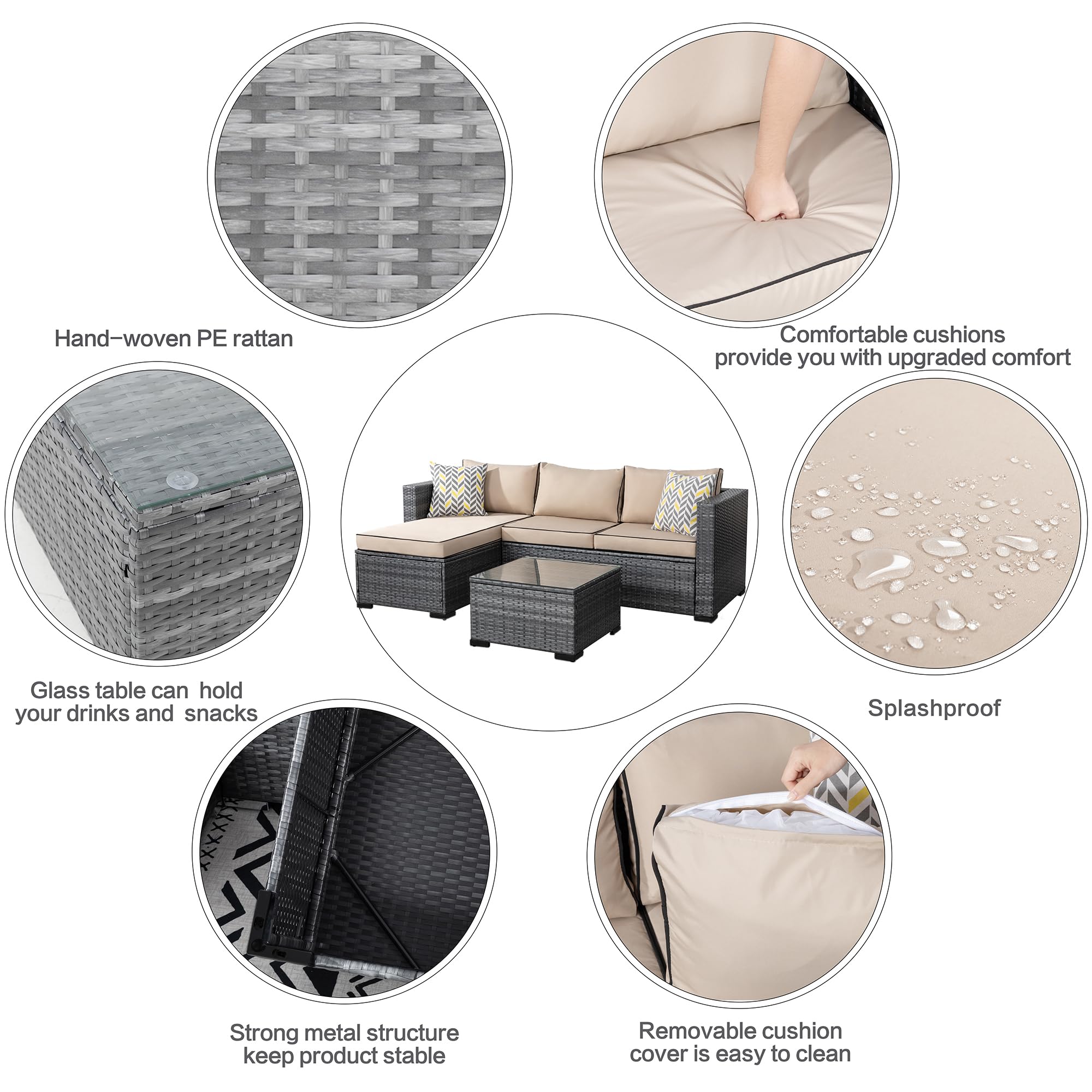 Amazon.com: Shintenchi 3 Pieces Patio Furniture Set,All