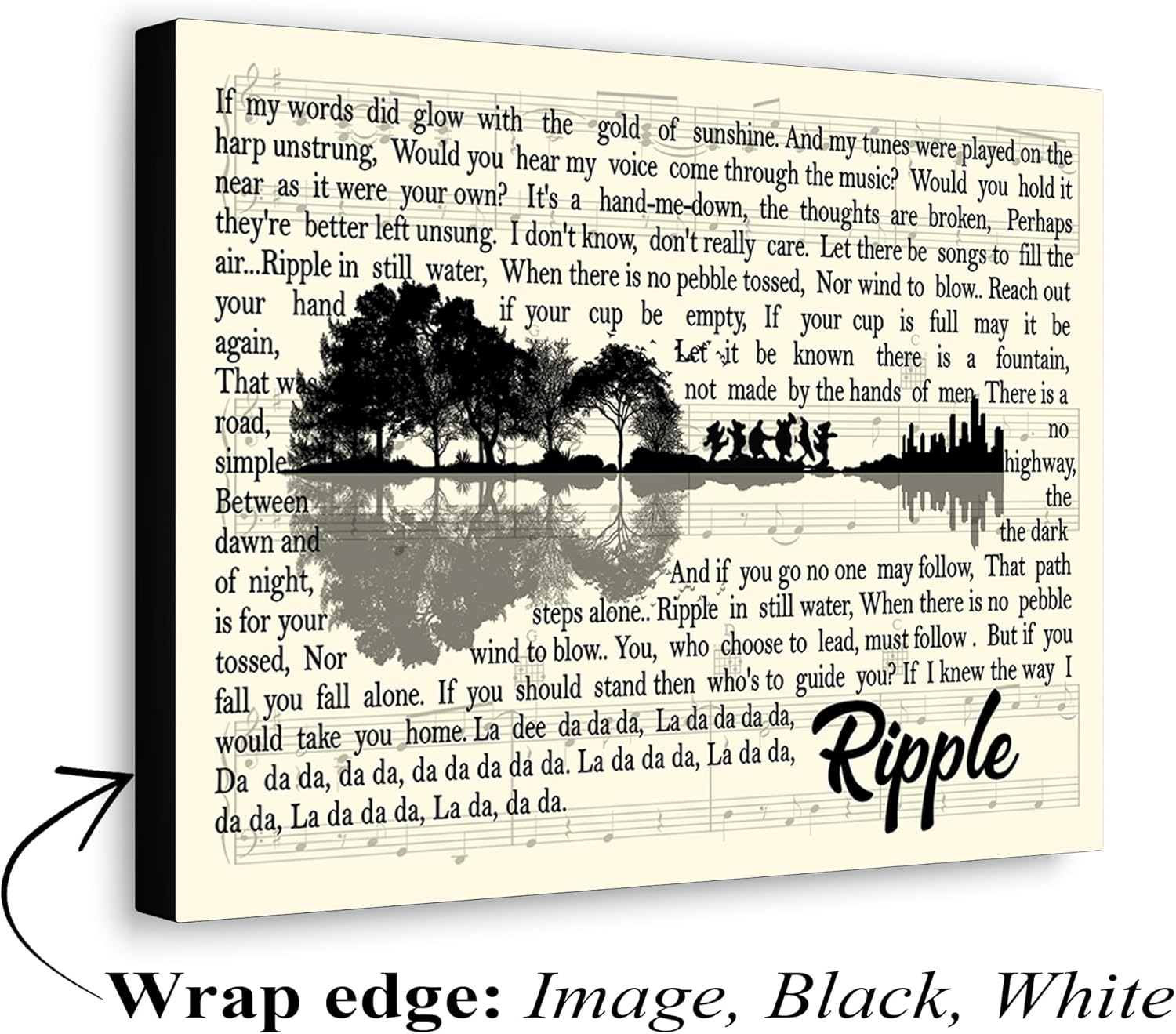 The Grateful Dead Ripple Lyrics Guitar For Fan Poster Print Canvas Wall Art, Painting Framed Canvas Gallery Wraps Depth 1.25 inches - Printed in the US