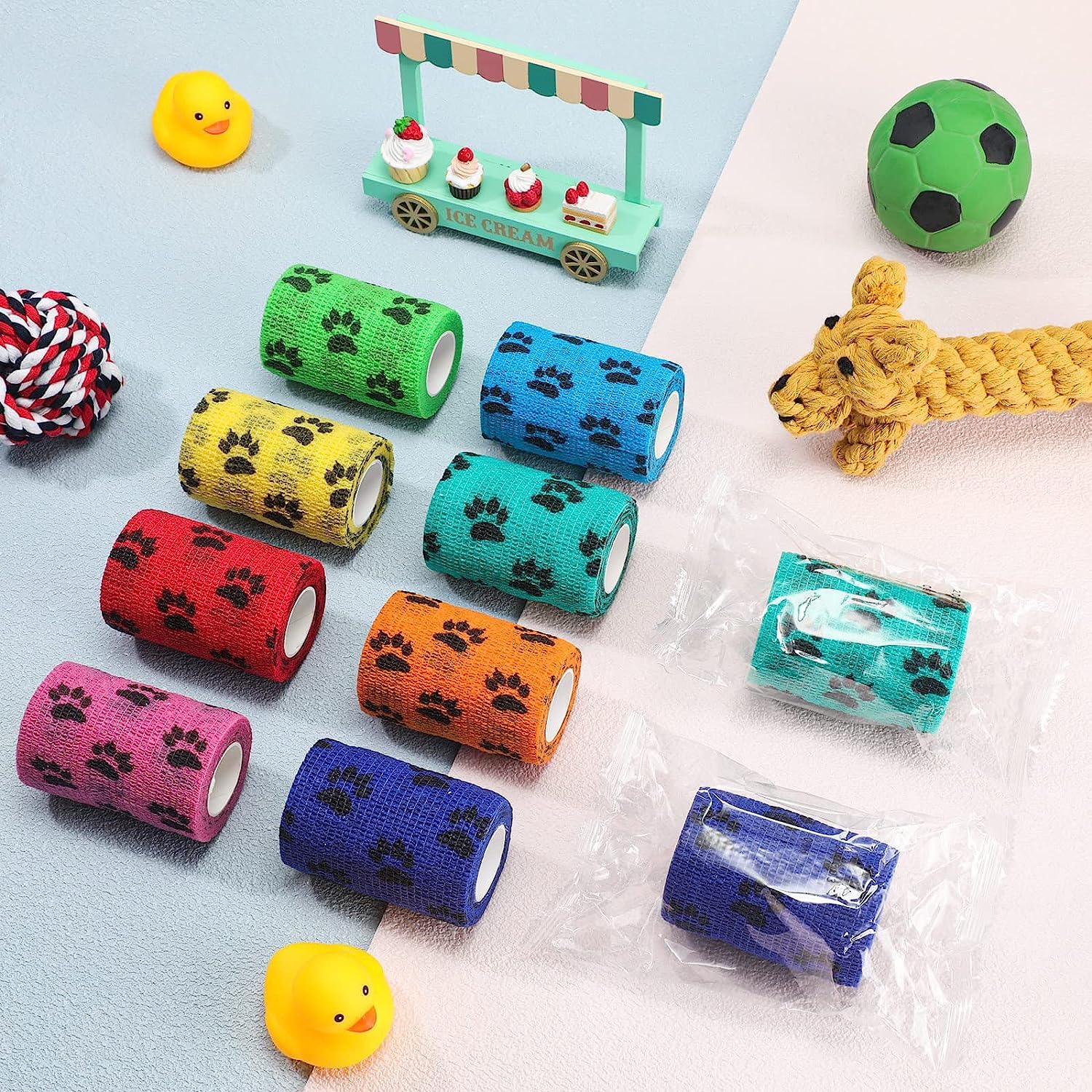 40 Pezzi Benda Autoadesiva Nastro Non Tessuto Bende Coesive Elastiche Cura delle Ferite per Cani Animali Domestici Gatti Distorsioni della Caviglia degli Animali Gonfiore