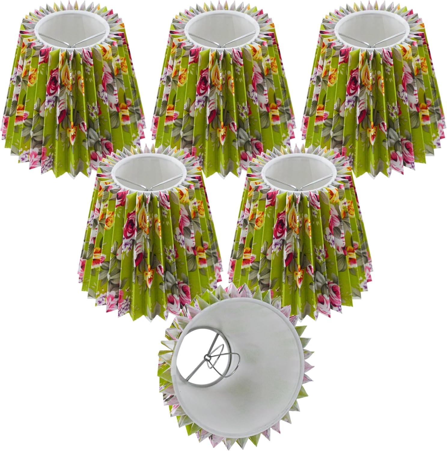 Small pleated lampshade chandelier shades set of 6. Lampshade for Wall Lamp.chandelier shades.small table lamps.For Cutting Edge bulbs.light bulb shade.chandelier light covers.4" X 5" X 6"