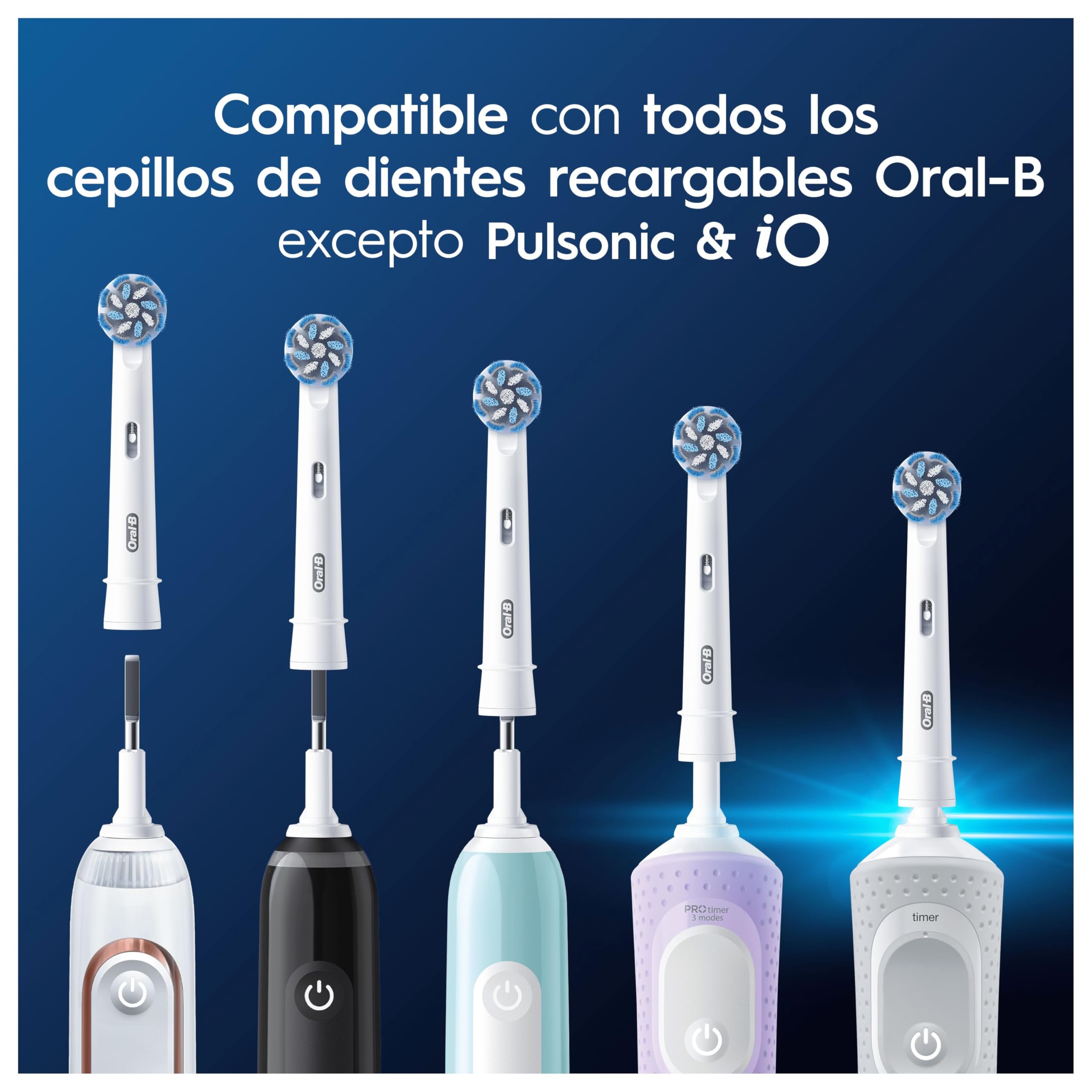 Oral-B Pro Sensitive Clean Cabezales de Recambio Originales, Blanco, Pack de 8 - Recambios para Cepillo de Dientes Eléctrico Oral B Pro, Filamentos Ultrasuaves para Encías Sensibles