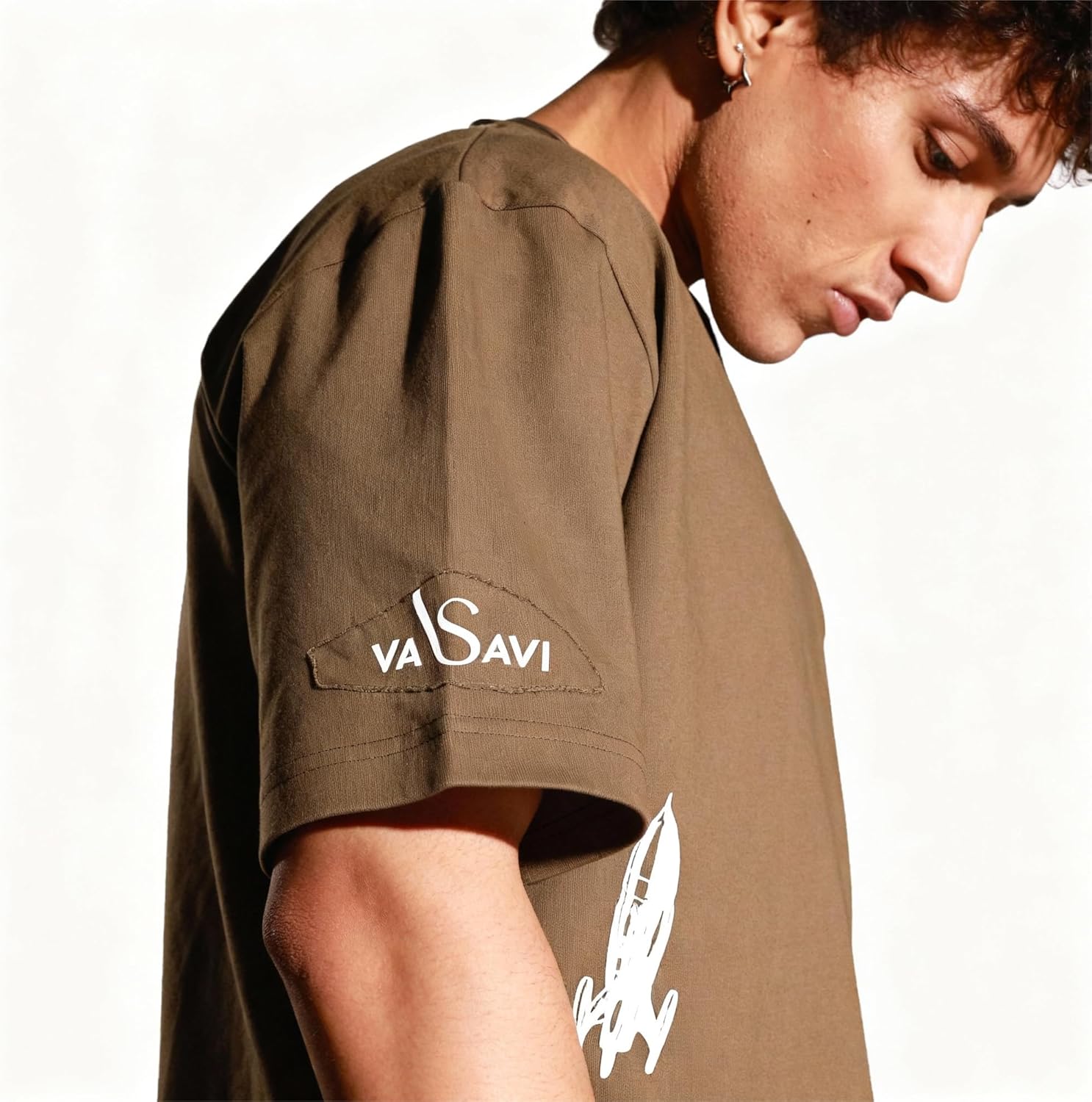 vasavi Oversized T-Shirt - Short Sleeve Baggy Tshirt for Men - Casual Drop Shoulder Oversized Tee Rugged Rebel - Image 2