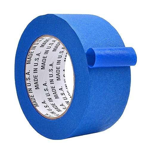 Miniatura 10 de Cinta adhesiva de pintor azul fabricada en Estados Unidos, 3 pulgadas x 60 yardas, cinta adhesiva gruesa y ancha para pintura segura de paredes,