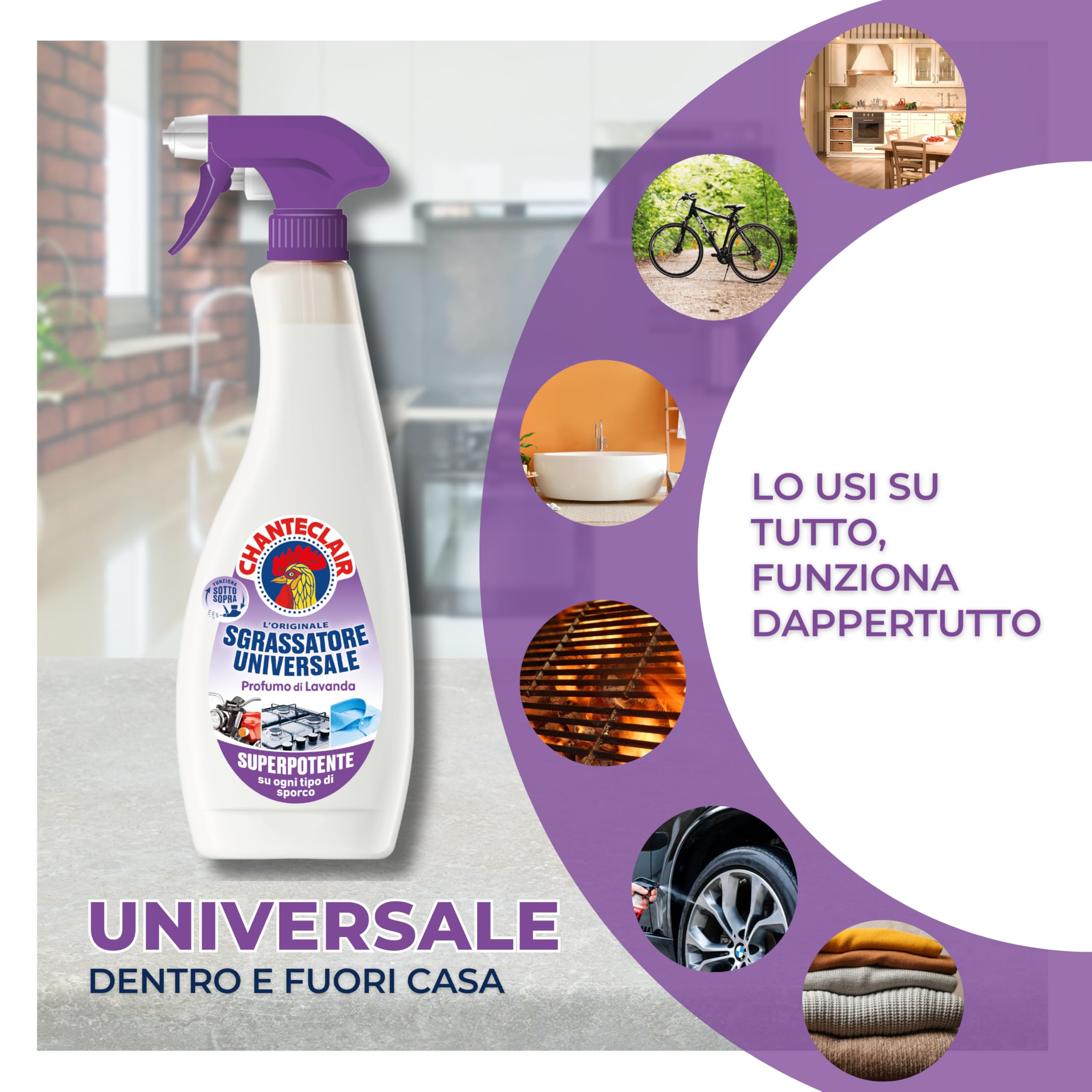 Chanteclair - Sgrassatore Universale Formato Ricarica, Superpotente, Profumo di Lavanda, Formula Originale - 12 Flaconi da 750 ml