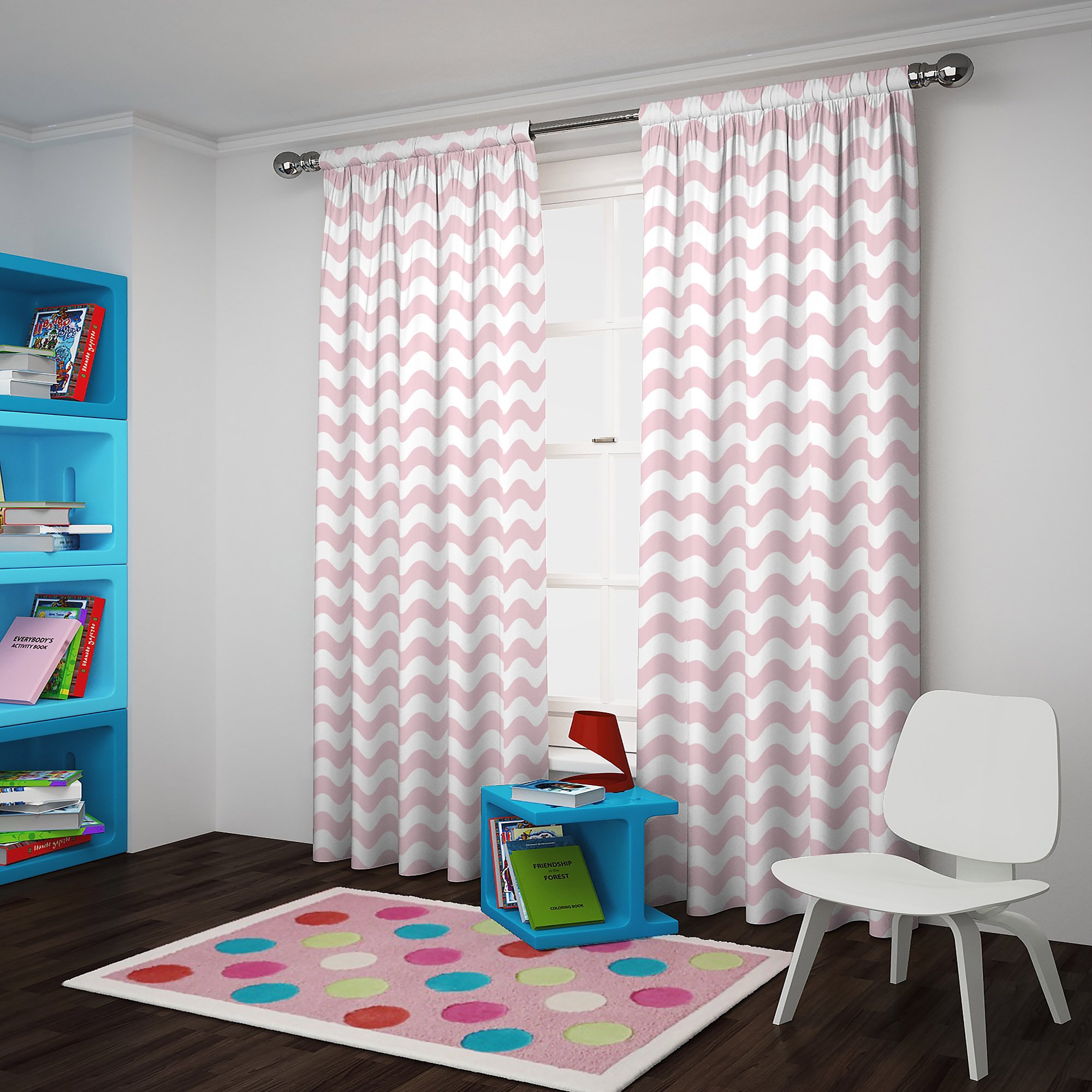 Pink White Curtains Curtains & Drapes