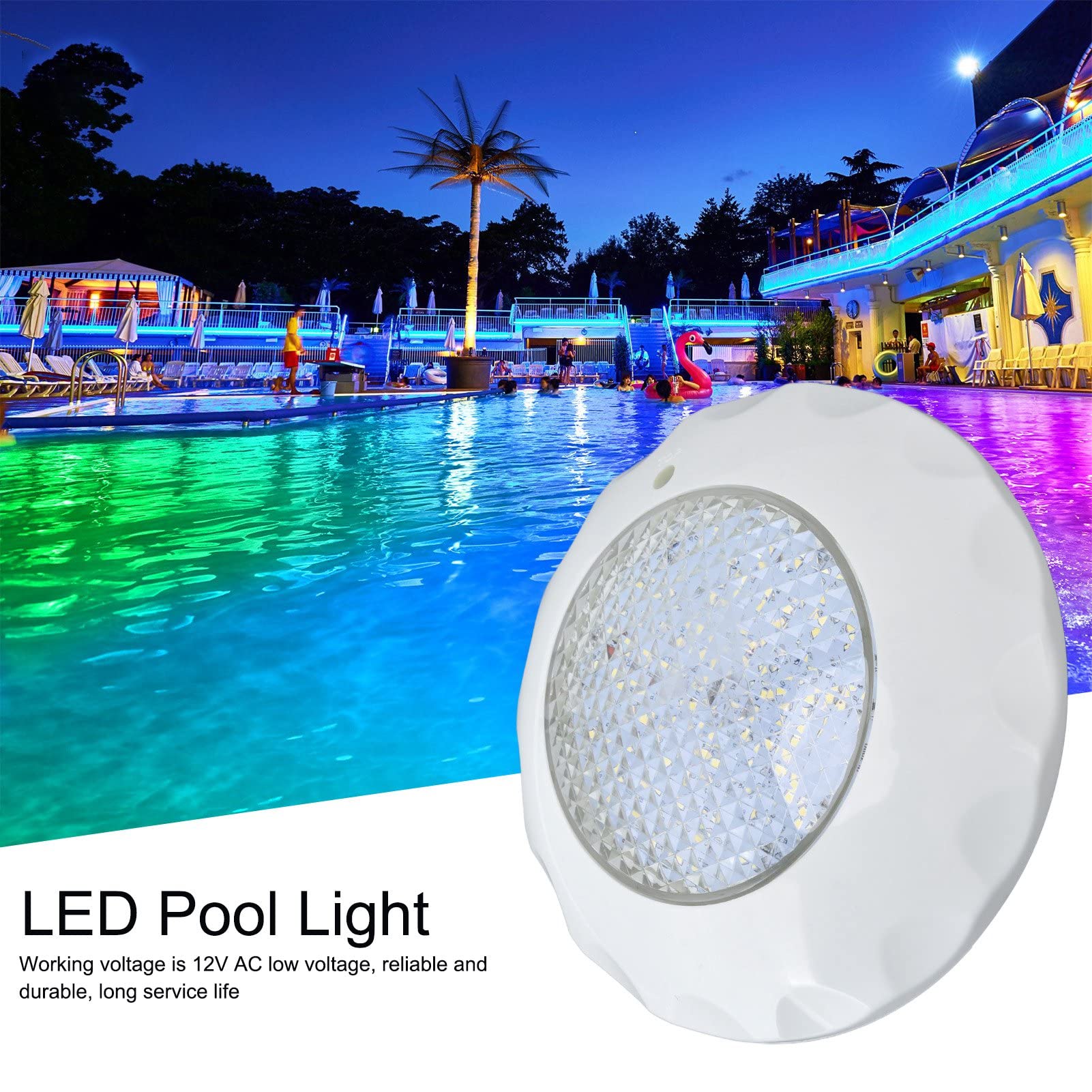 Srliya AC12V 9W LED-Poolleuchte IP68 Wasserdichte Schwimmbadleuchte Wandmontierte Unterwasserleuchte Teich Im Freien 6500K
