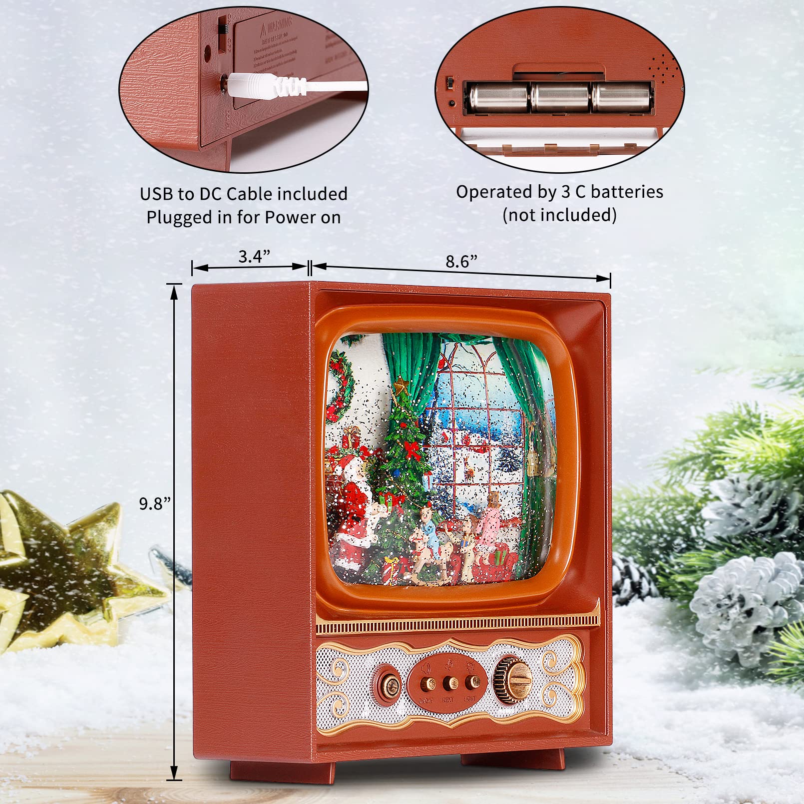 Amazon.co.jp: PEATOP クリスマス スノードーム テレビ ミュージカル