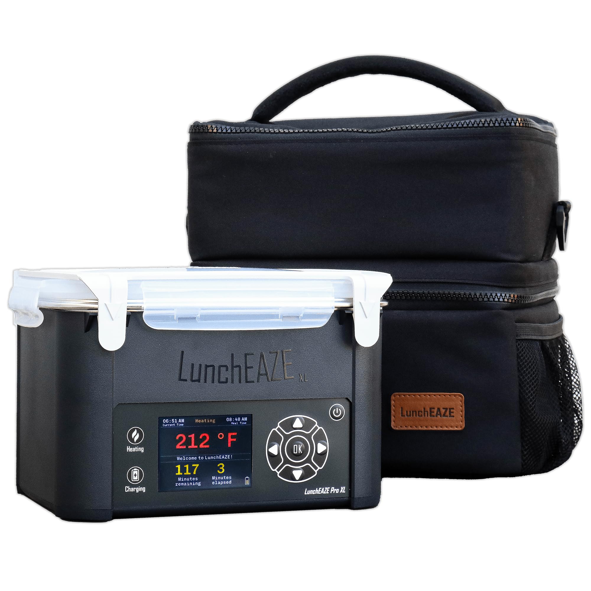 LunchEAZE XL Cordless Heated Electric Lunch Box, Self-Heating, 6-Cup