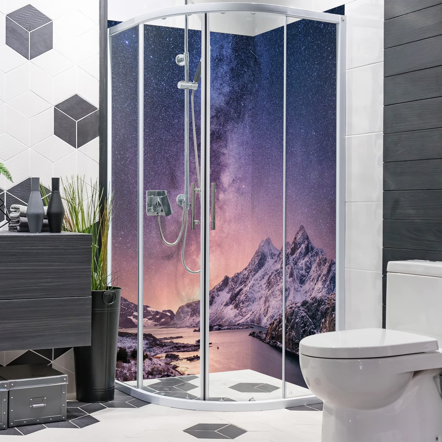 Dedeco Eck-Duschrückwand „Ziegelsteine“ – Wasserfeste Alu-Platte 2x 90x210 Cm, Made In Germany