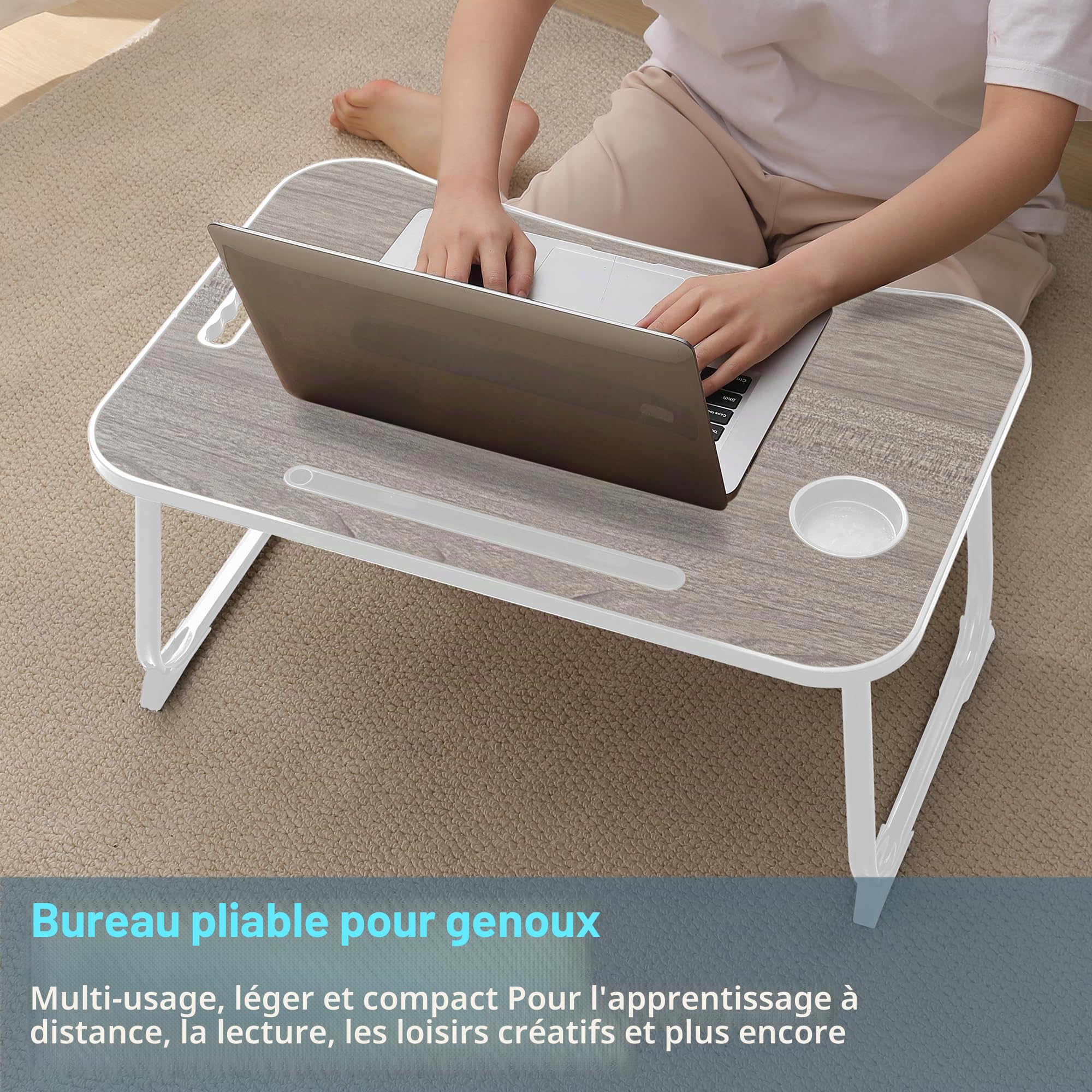 Bureau de lit pour Ordinateur, pour Manger, Lire, écrire sur Le lit, canapé, la Maison et Bureau (Grey)
