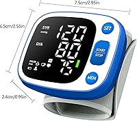 Vista 8 de Oklar Monitores de presión arterial para uso doméstico recargable de muñeca digital BP con pantalla retroiluminada LED, transmisión de voz