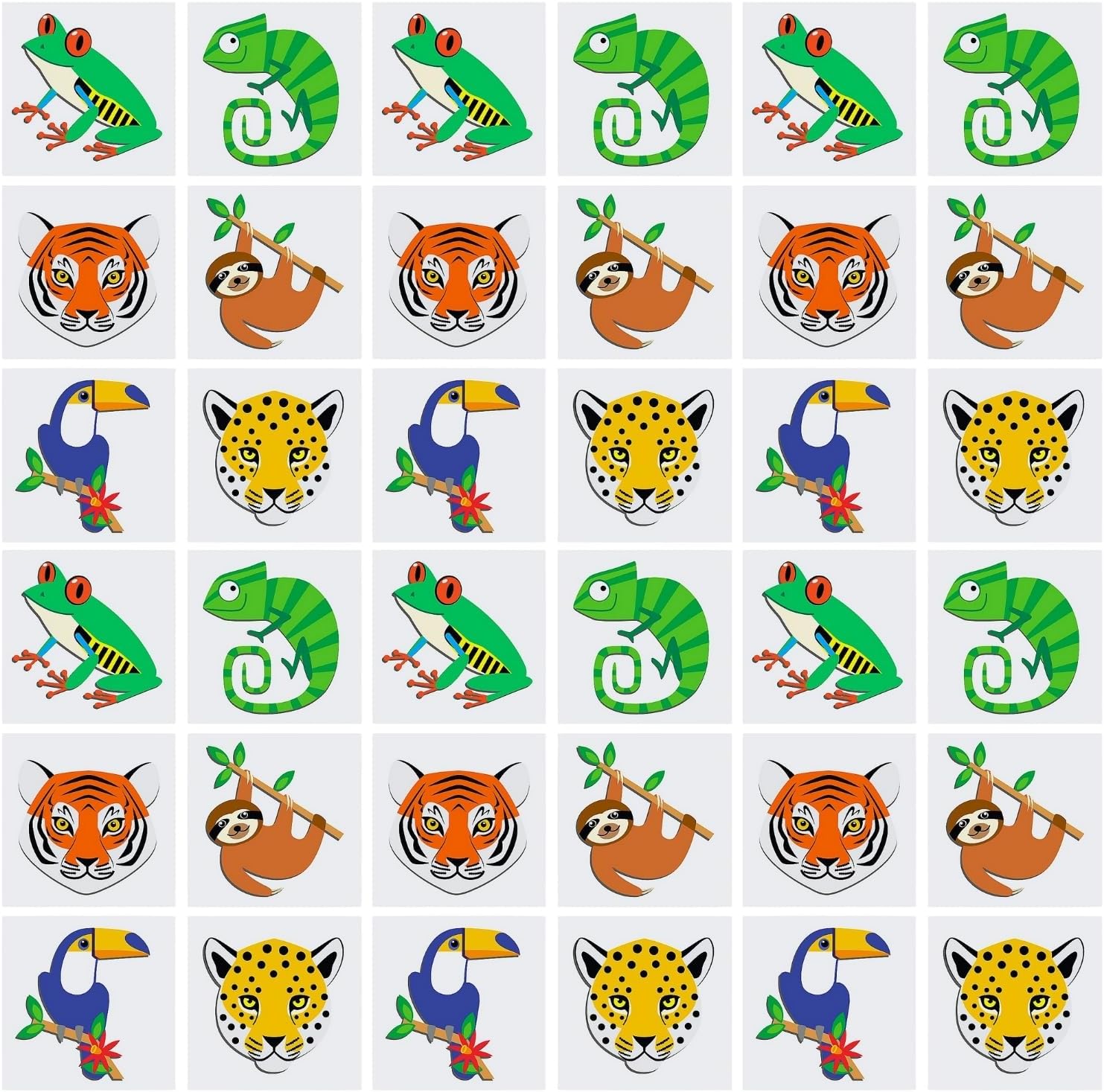 Fun Express RAIN FOREST FRIENDS TATTOOS (6DZ) - Apparel Accessories - VBS Vacation Bible School Supplies/Decor - 72 Pieces