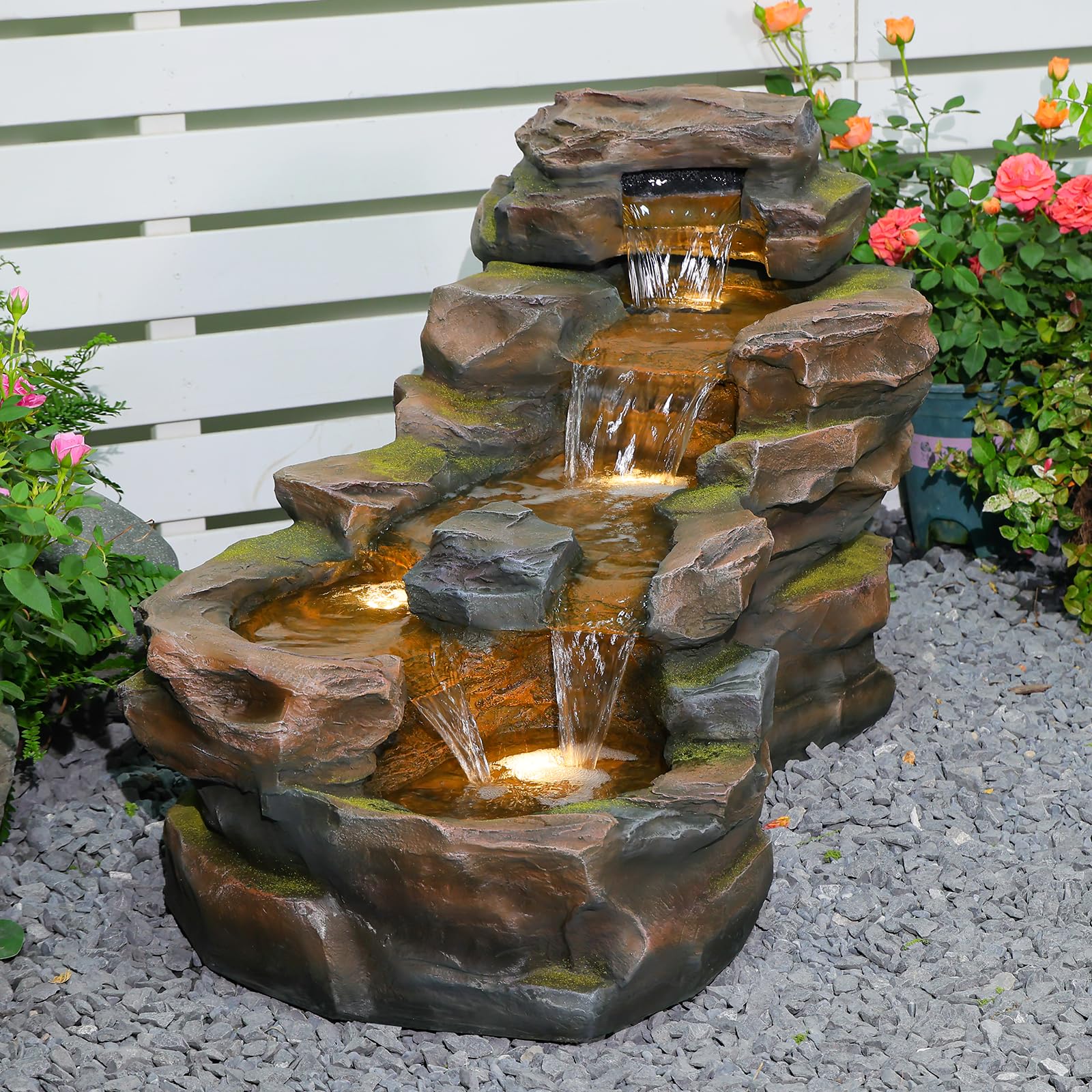 Sunlinua 5-Tier River Rock Waterfall Fountain
