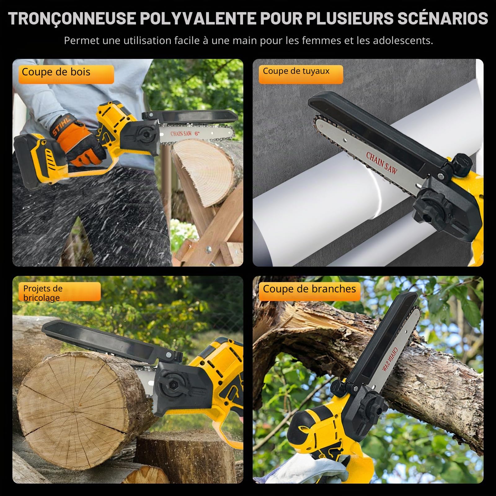 Mini Tronçonneuse à Batterie,6&8 Pouces Compatible avec Dewalt Batterie 18V