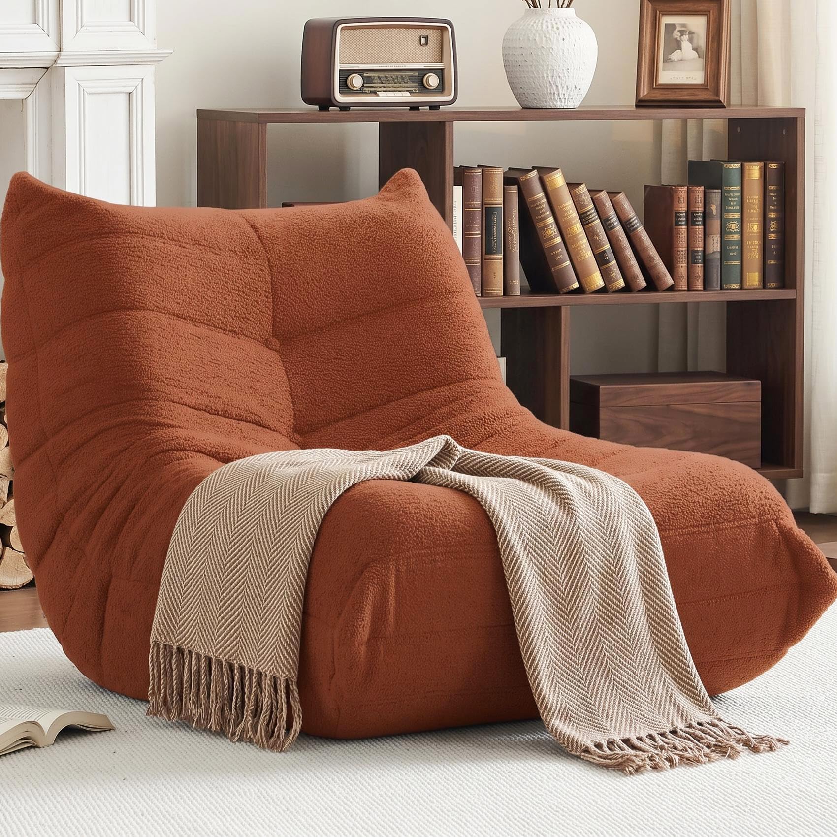 Gazecaia Oversized Teddy Bean Bag Chair, Memory Foam Fireside Lounge