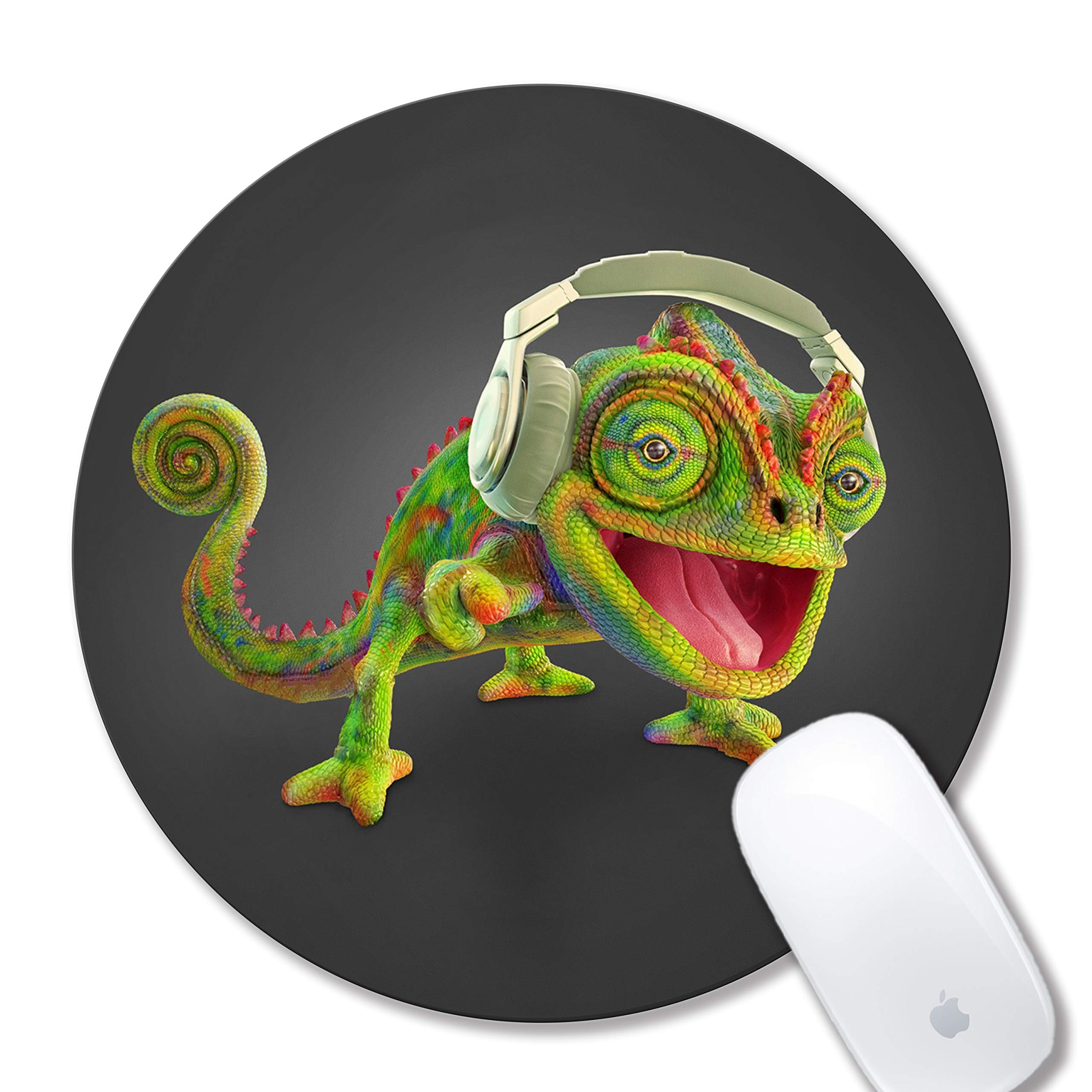 Cute mouse pads personalized design funny animal chameleon mouse pad round non-slip rubber mouse pad for computers laptop