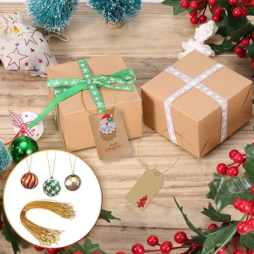 Miniatura 6 de 200 cuerdas para colgar adornos de Navidad, cinta metálica de 8 pulgadas para colgar adornos con cierre a presión, cordón a presión para decoración