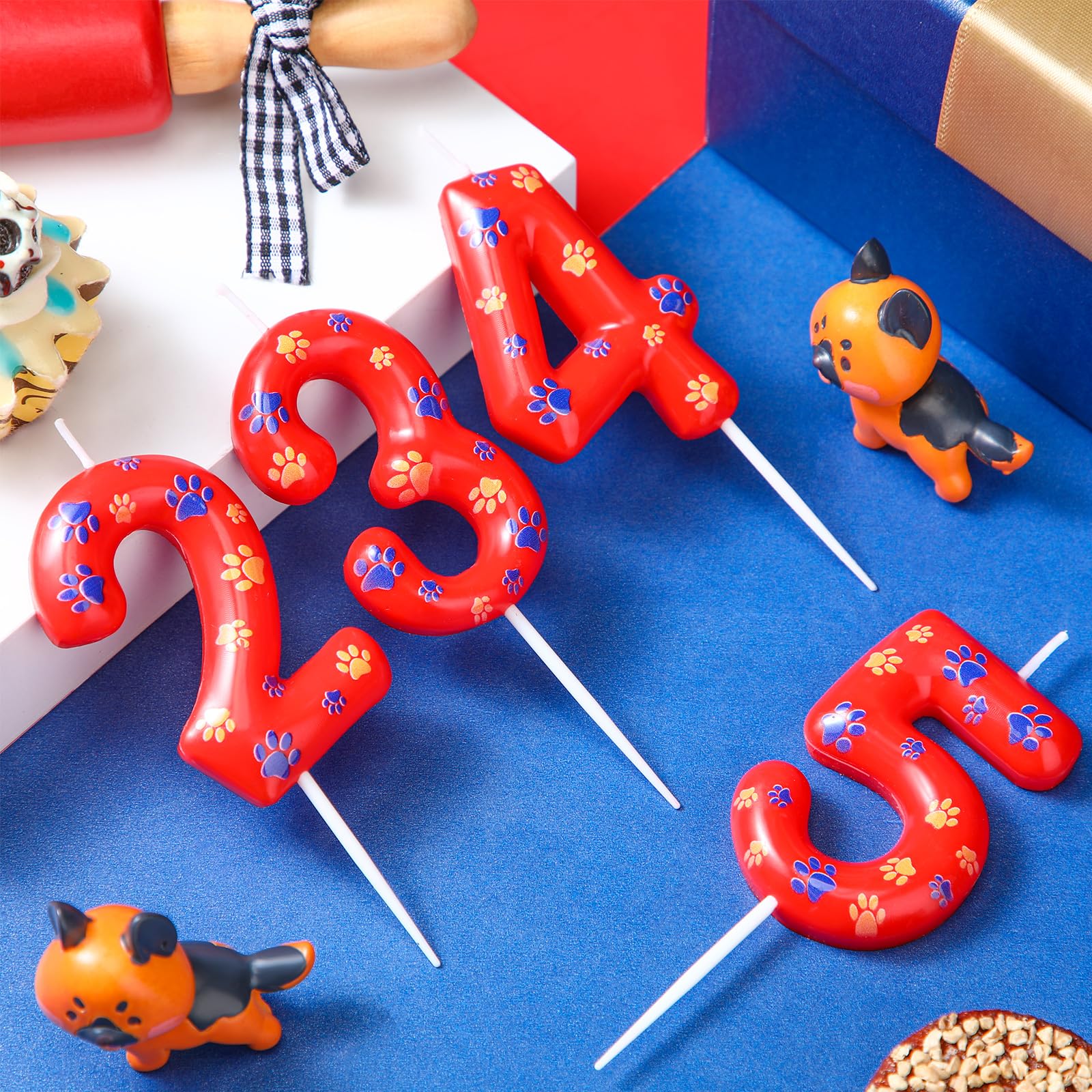 Conelist Number 3 Dog Paw Birthday Candles Dog Patrol Toppers Candles Numeral Birthday Cake Topper Boy Girl Paw Party Decoration Patrol Party Supplies