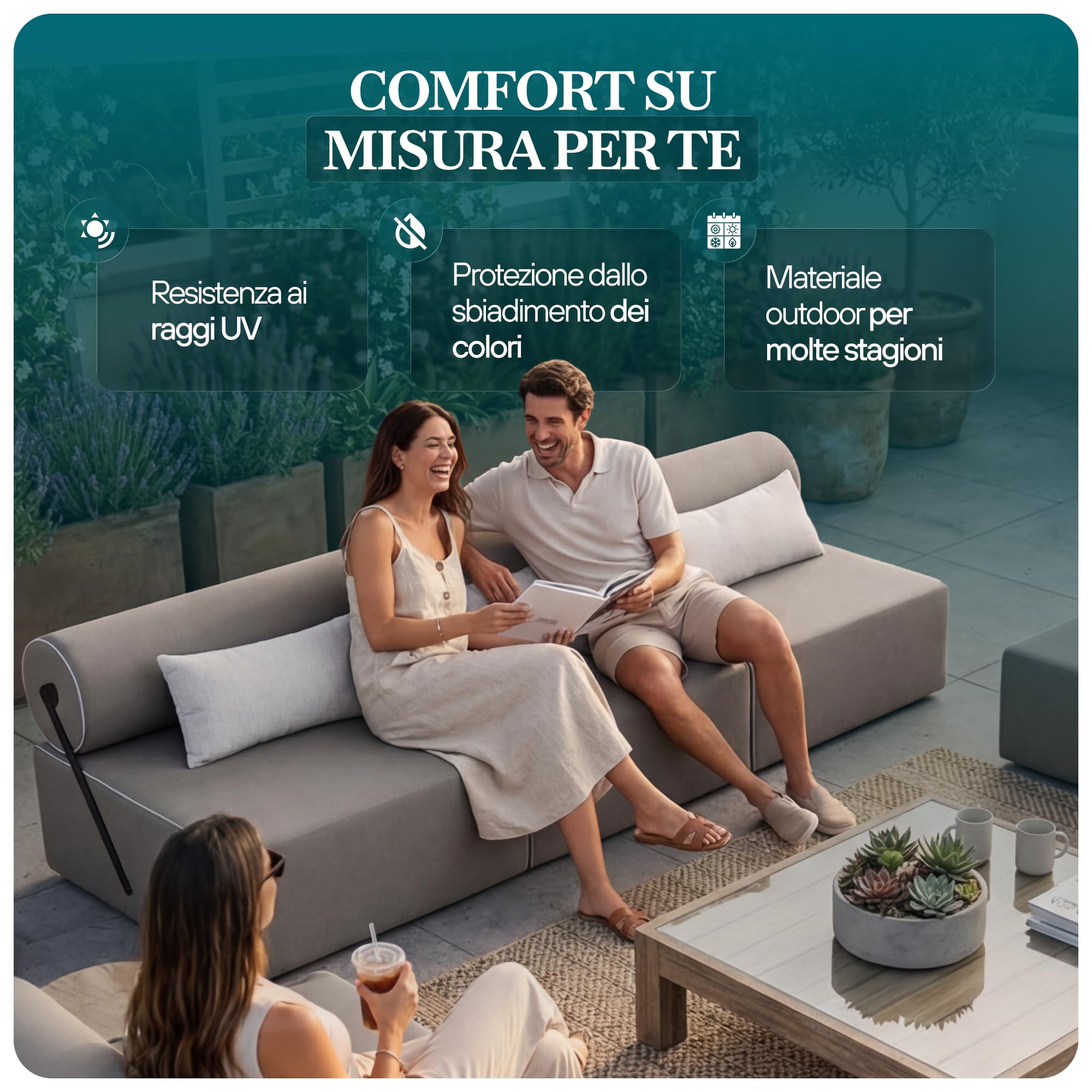 TRADA Divano da Esterno BALI M - Salottino da Giardino Esterno Resistenti alle Intemperie - Divanetti da Esterno Moderno per Giardino - Balcone e Terrazza - Grigio