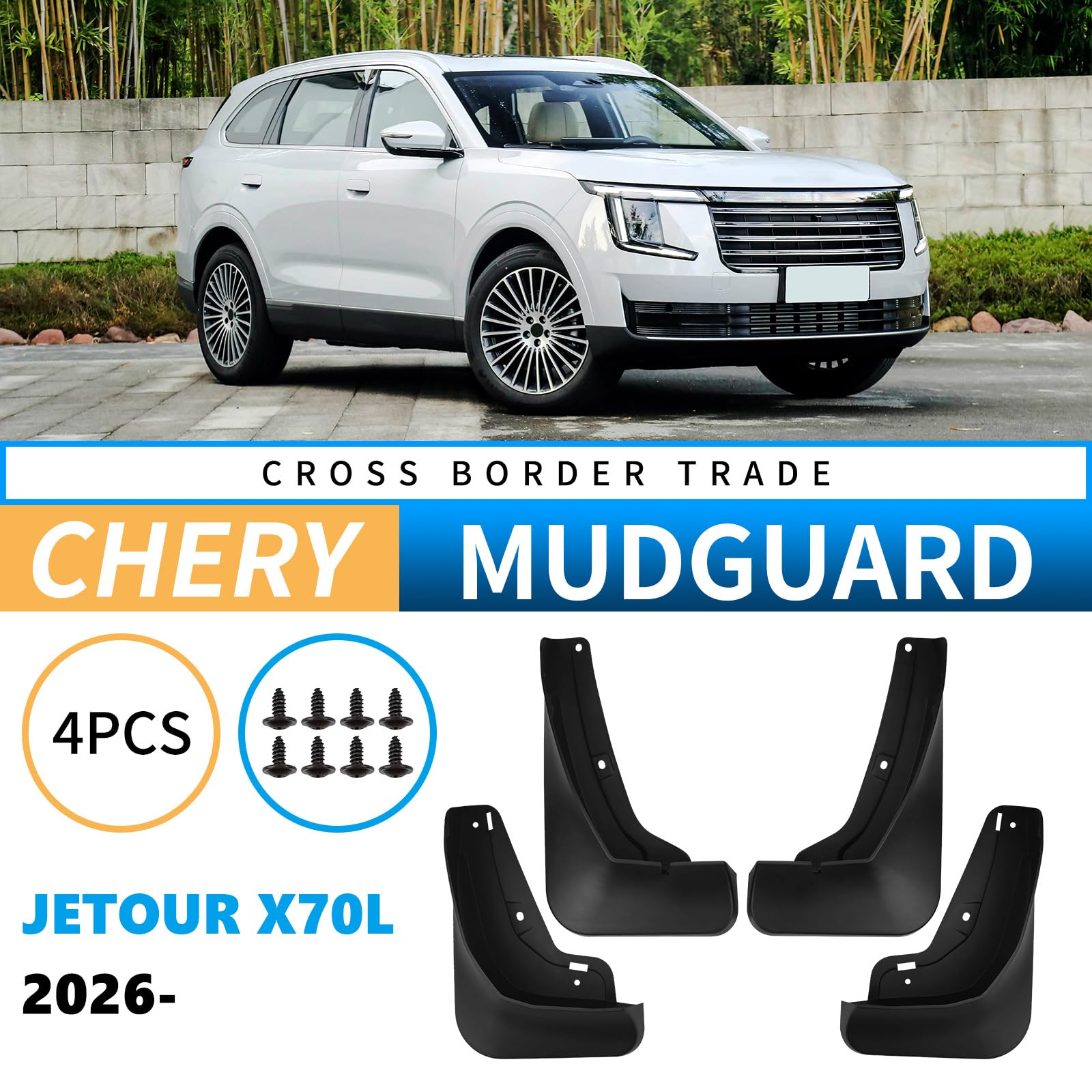 4 Stück Auto Schmutzfänger für Chery JETOUR X70L 2026, Vorne Hinten Kratzfest Spritzschutz Kotflügel Protection Zubehör