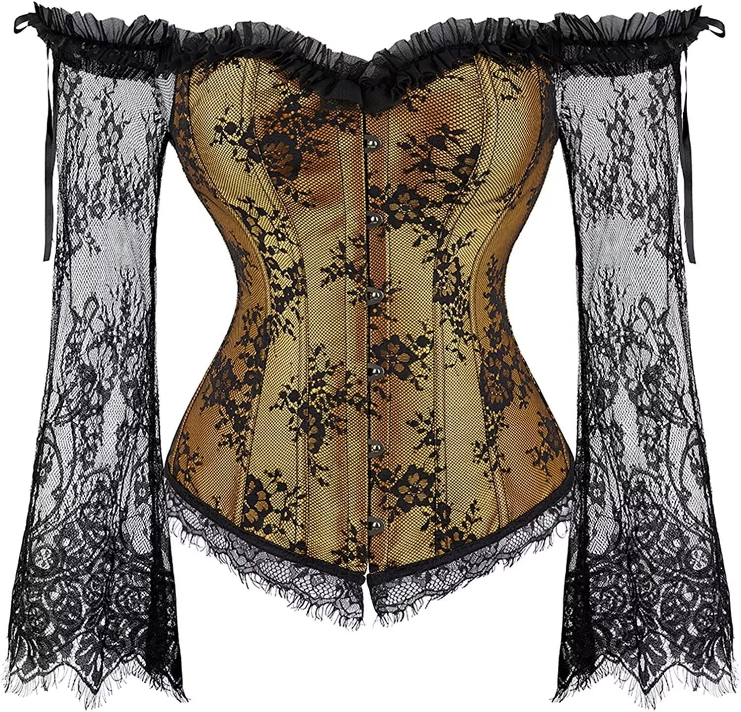 Jutrisujo Corset Bustier Jupe robe tutu Femme Sexy Ensembles de lingerie Dentelle avec Floral Guêpière Déguisement Gothique mariage