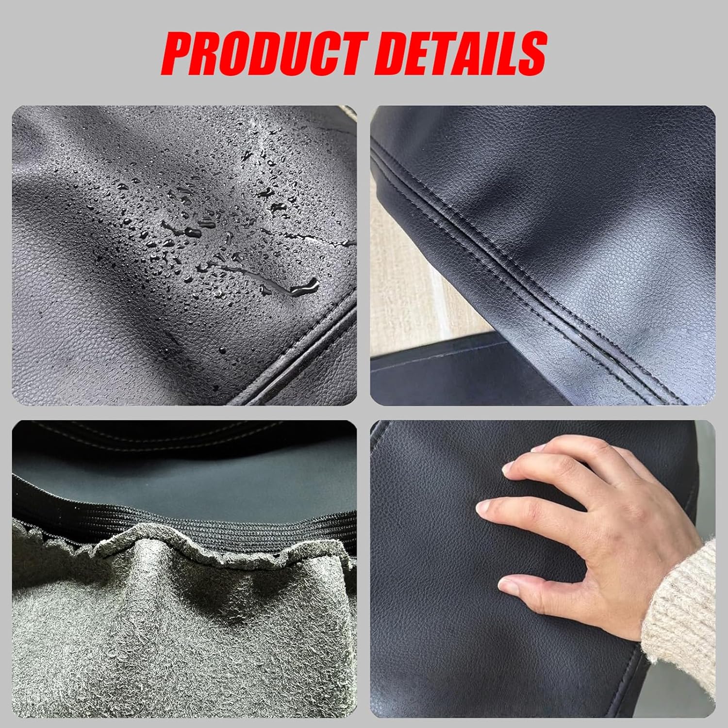 Center Console Armrest Cover for Audi Q5 2010 2011 2012 2013 2014 2015-2018 Accessories, Anti-Scratch Leather Arm Rest Pad, Car Middle Console Cover,Black+Black line