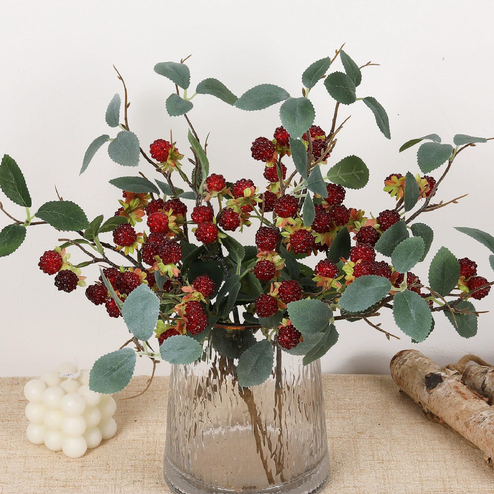 QFSH 7Pcs Artificial Raspberry Stems