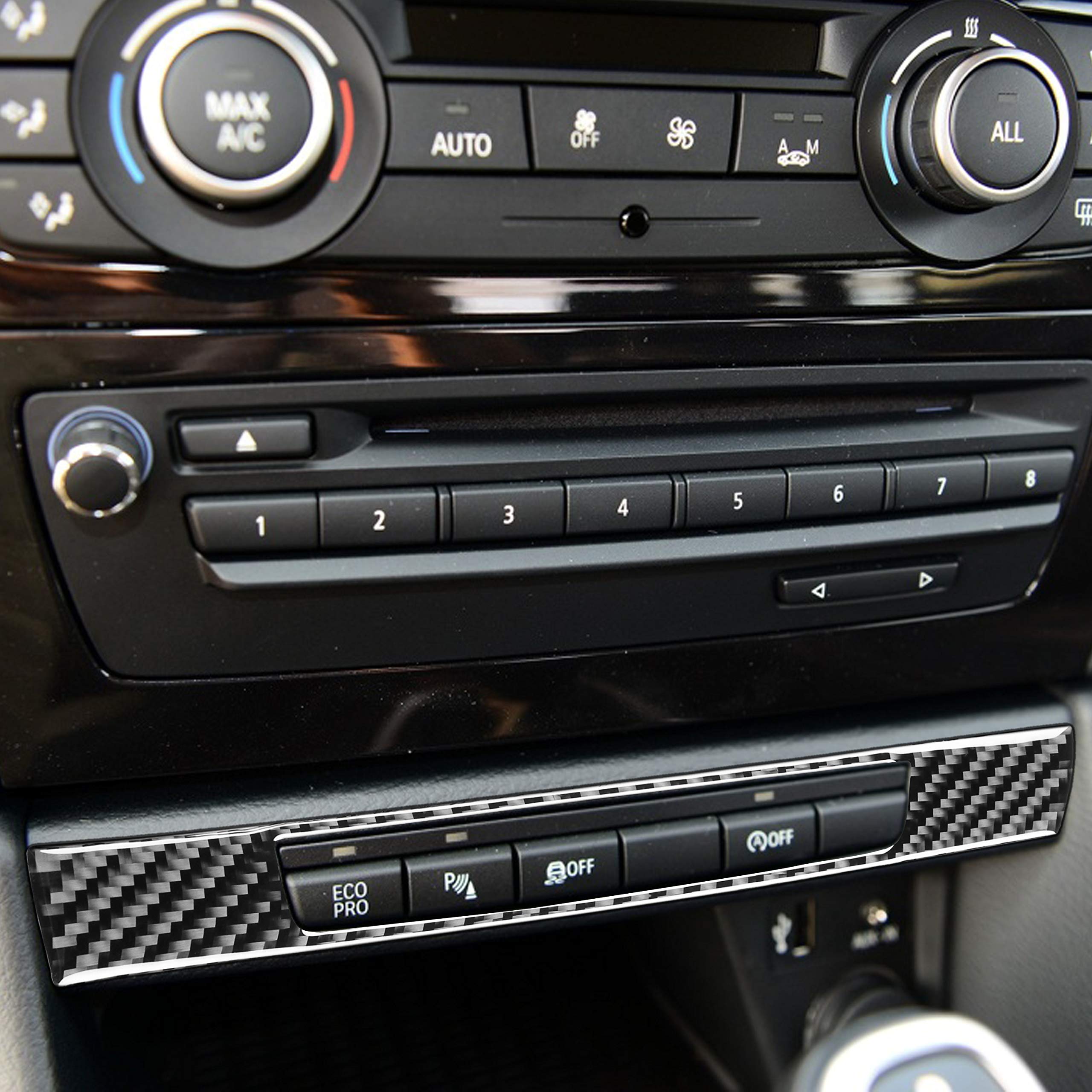 Car Interior Carbon Fiber Central Control Button Frame Trim for BMW X1 E84 2011-2015