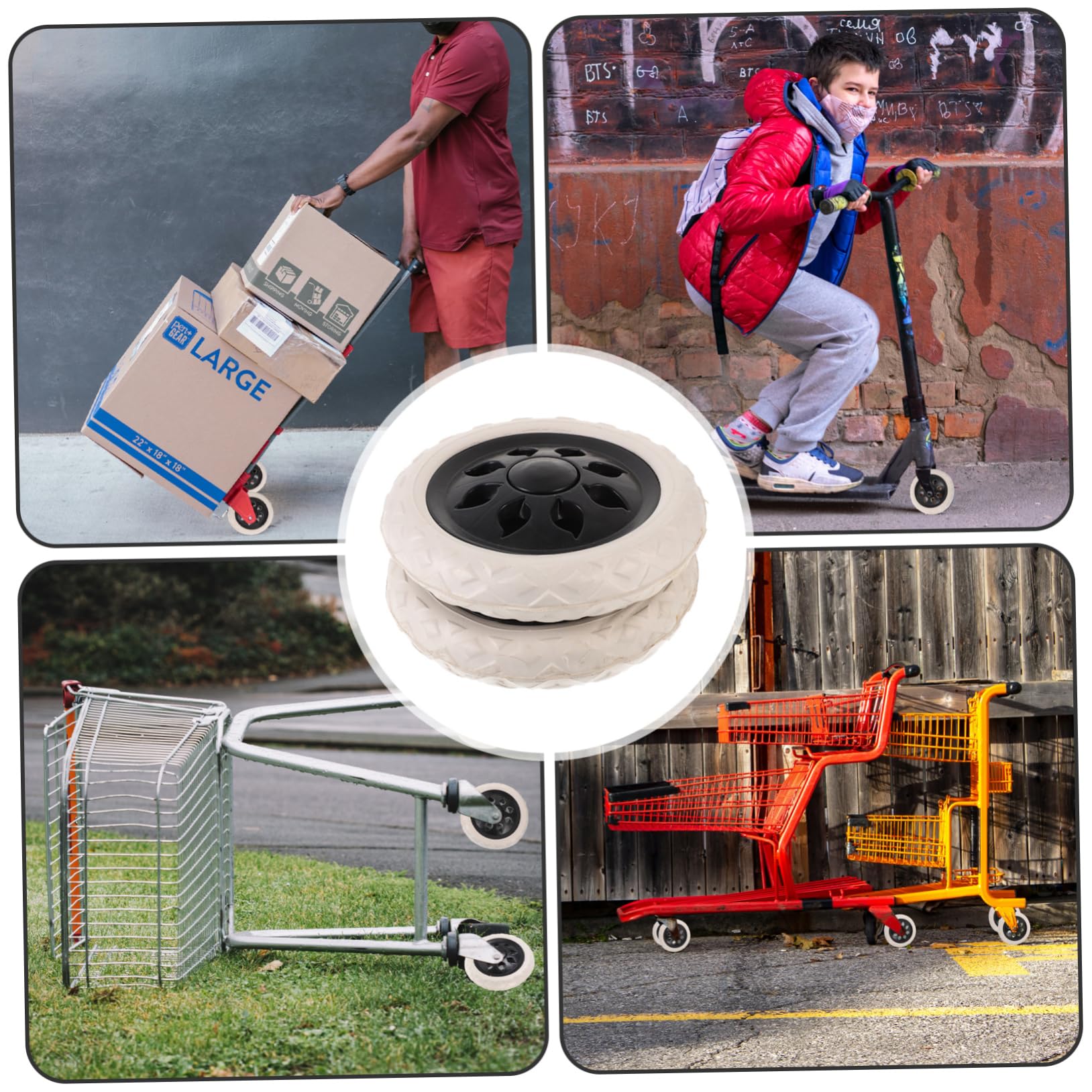 FOMIYES Sturdy Shopping Cart Wheels 4pcs Replacement Caster Wheels for Trolleys Carts Wheelchairs Easy to Assemble