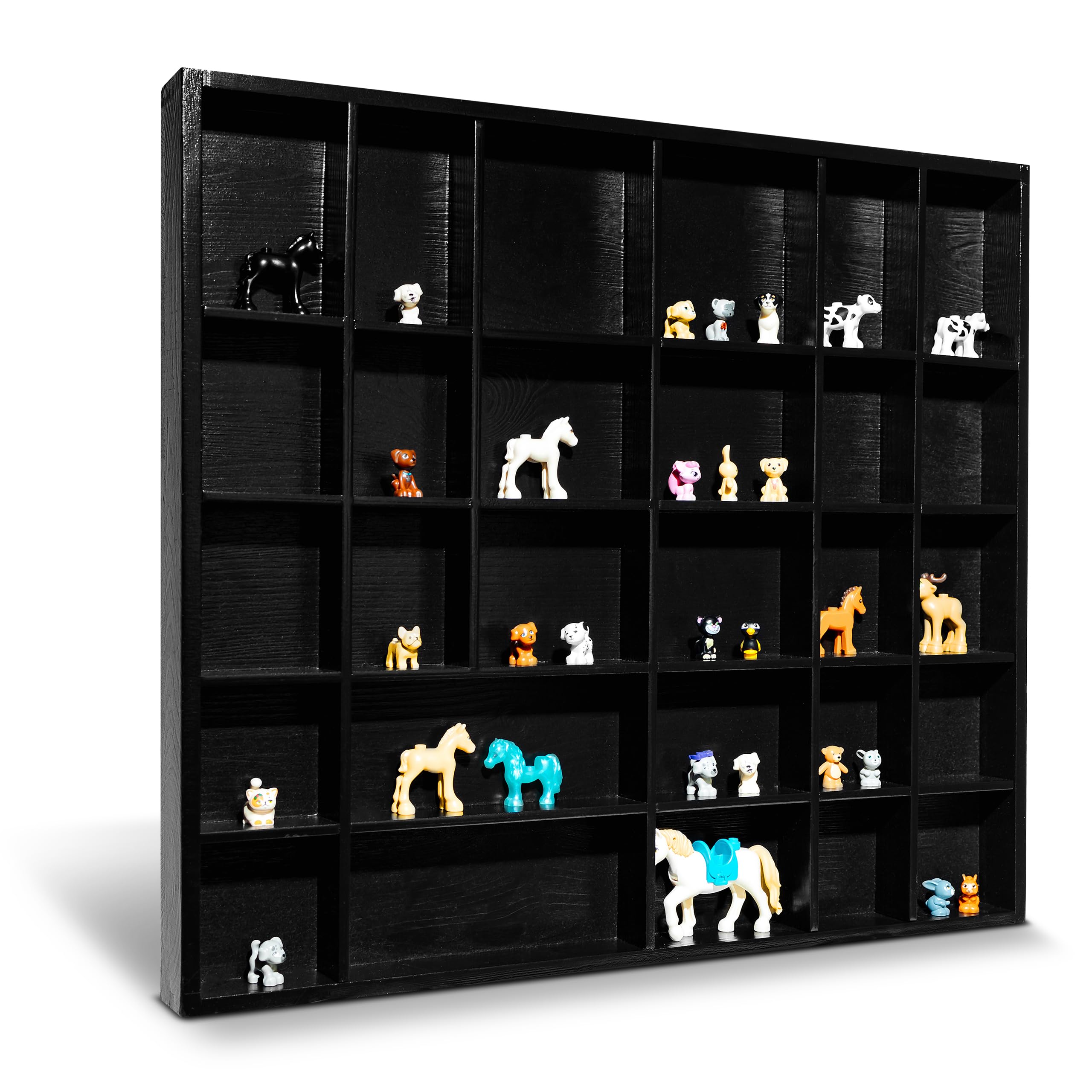 Creative Deco Vitrine Murale Petite Etagere Bois Noire | 28 Compartiments