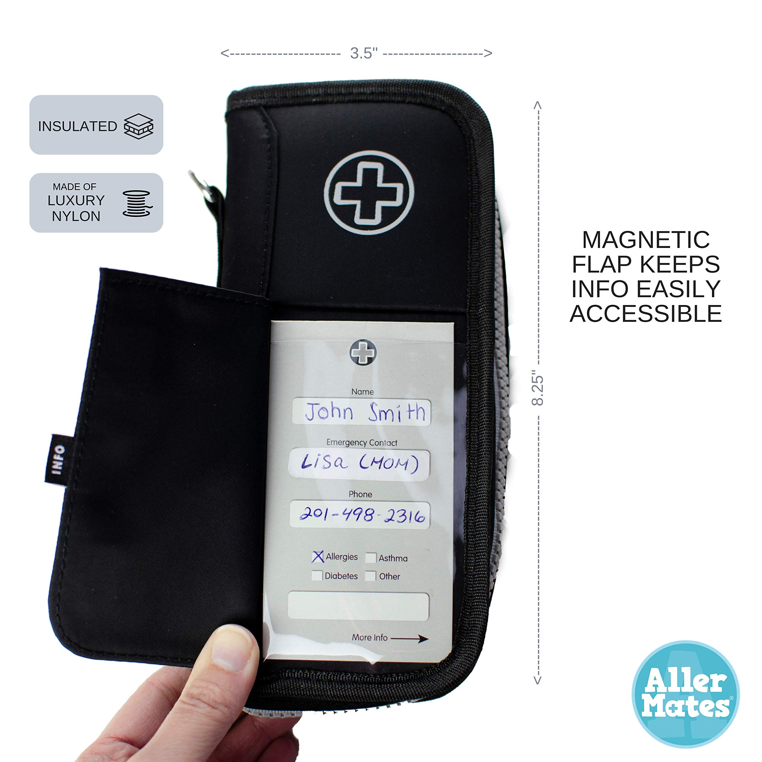 EpiPen Deluxe Carrying Case for Kids & Adults "Jet Black" Allergy