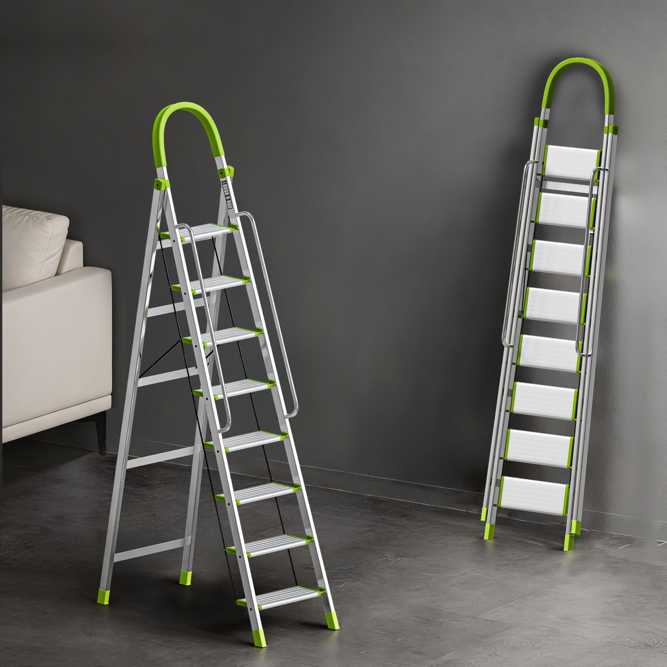 BUILDSKILL Aluminium Ladder for Home 6 Steps | 35x16cm Wide Anti-Slip Aluminium Steps | Stainless Steel Body | Handrails | Load 150 Kg| Foldable Lightweight 6.5KG Ladder for Kitchen, Office & Home — Amazon image 9