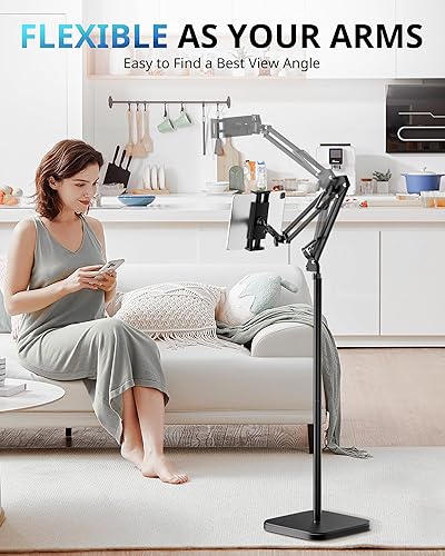 Miniatura 2 de UBeesize Soporte para tablet para cama y piso, soporte ajustable resistente para iPad de 9.7 libras, giratorio de 360, brazo elástico, compatible